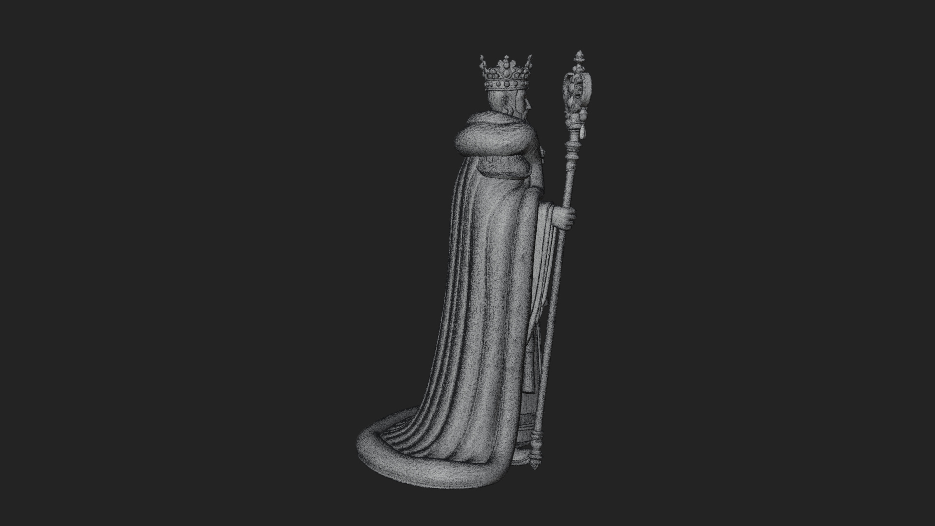 Crowned Bearded King Statue Design 15 3D Print Model 3D Model