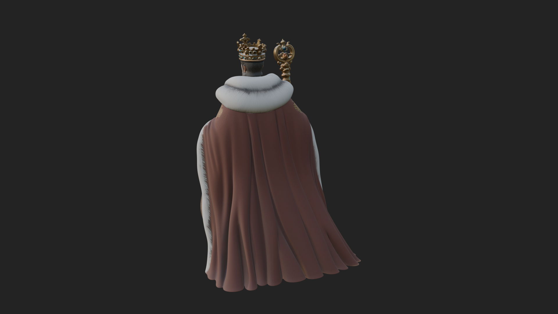 Crowned Bearded King Statue Design 16 3D Print Model 3D Model