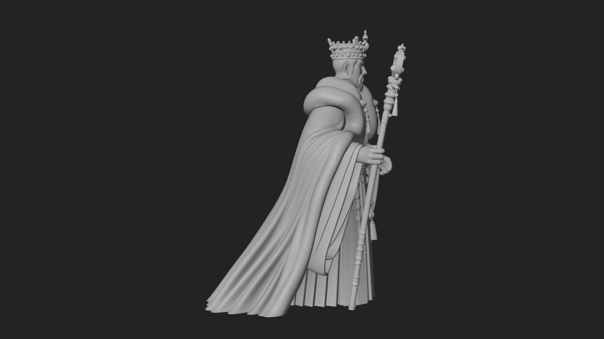 Crowned Bearded King Statue Design 16 3D Print Model 3D Model