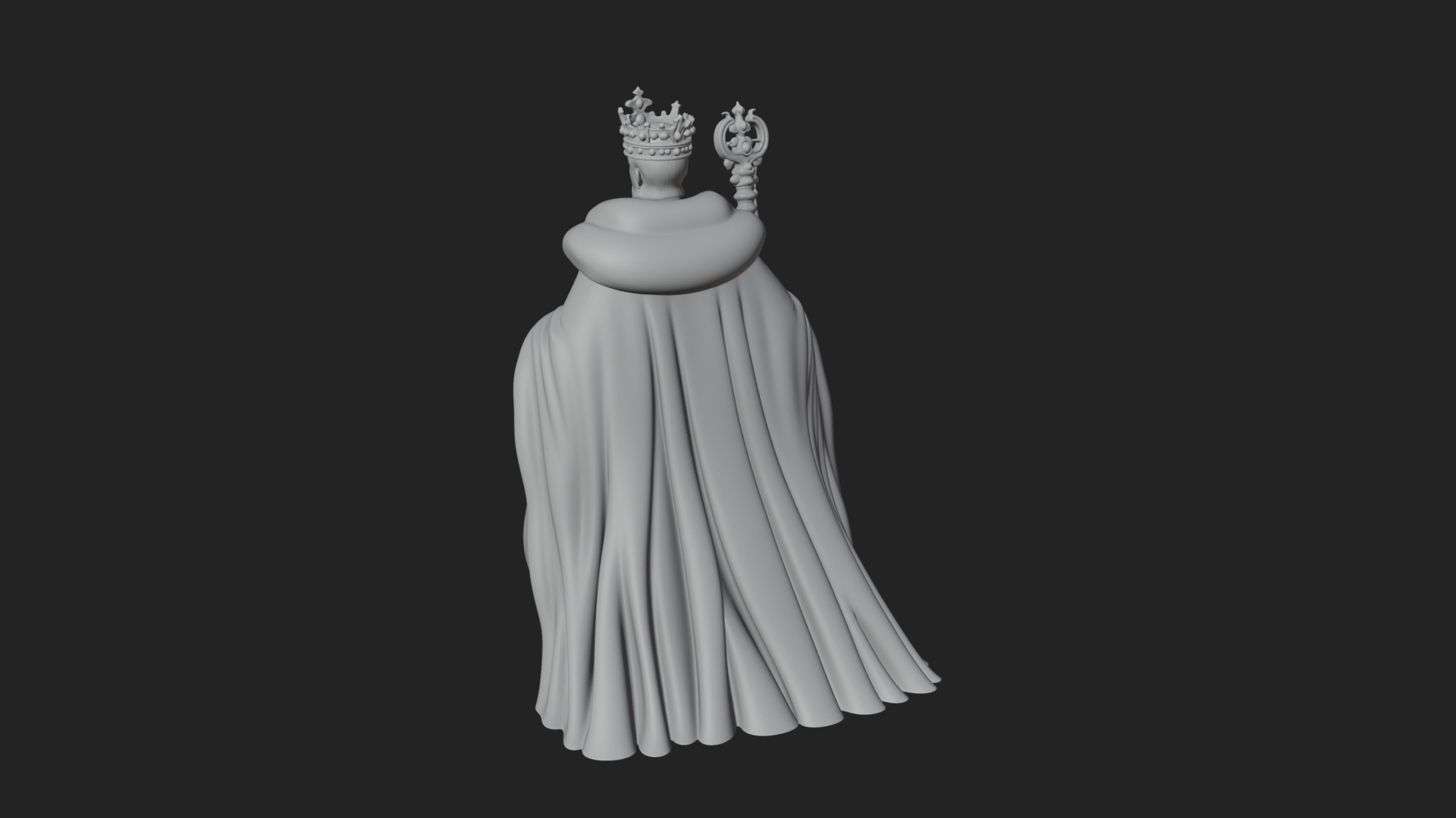Crowned Bearded King Statue Design 16 3D Print Model 3D Model