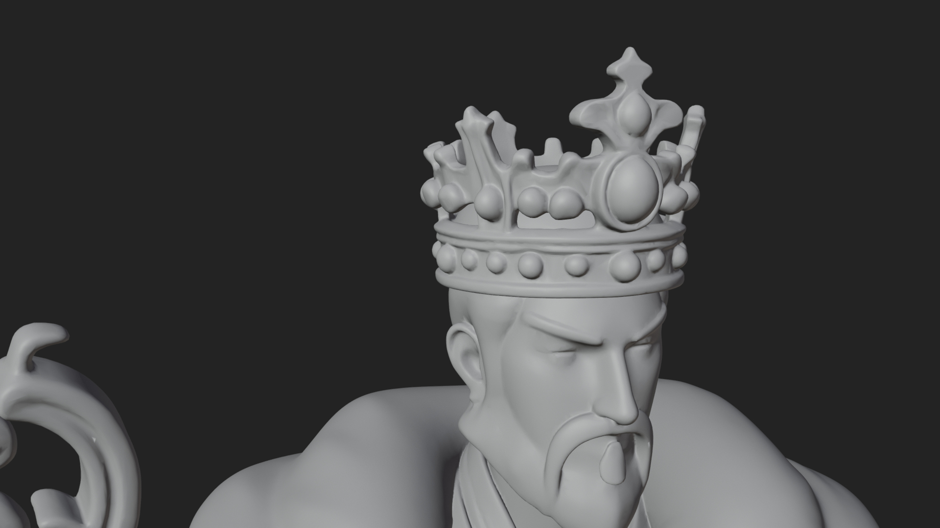 Crowned Bearded King Statue Design 16 3D Print Model 3D Model