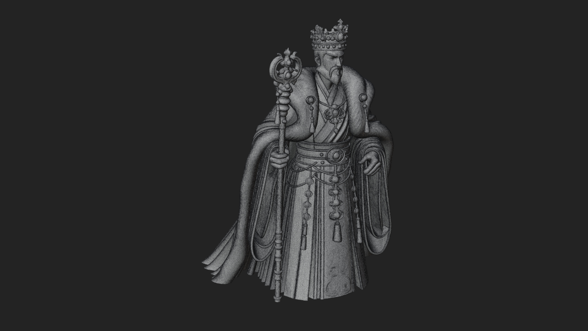 Crowned Bearded King Statue Design 16 3D Print Model 3D Model