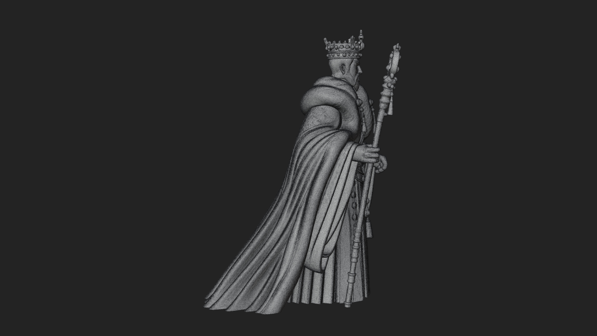 Crowned Bearded King Statue Design 16 3D Print Model 3D Model