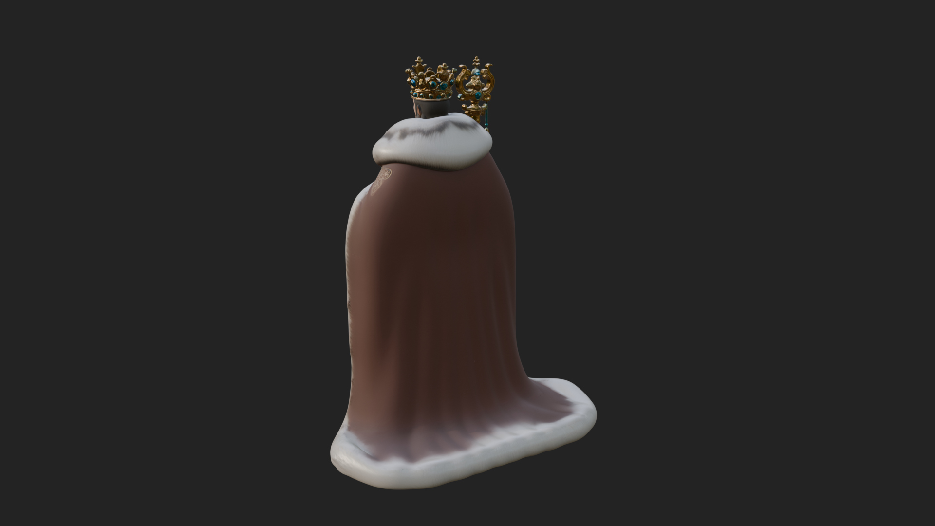 Crowned Bearded King Statue Design 17 3D Print Model 3D Model