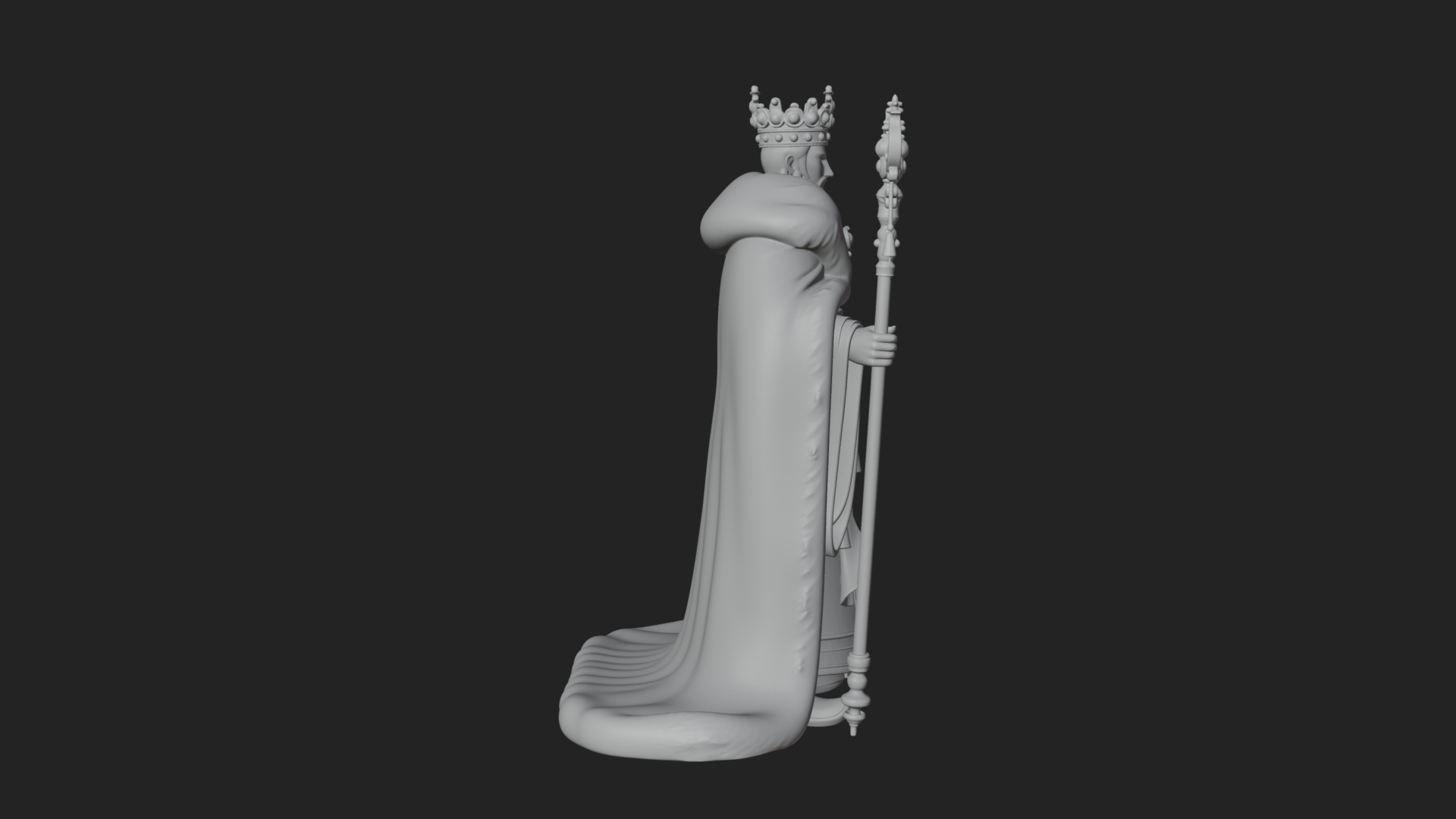 Crowned Bearded King Statue Design 17 3D Print Model 3D Model