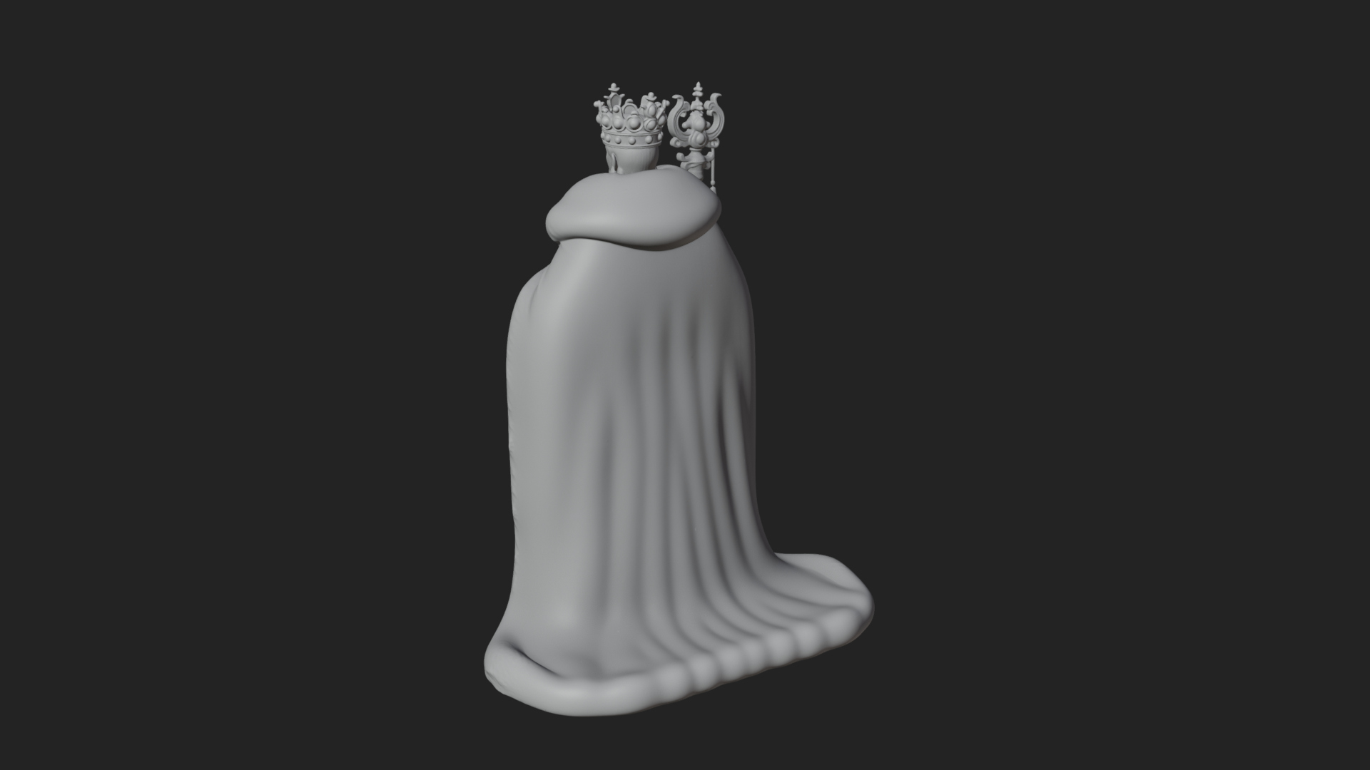 Crowned Bearded King Statue Design 17 3D Print Model 3D Model