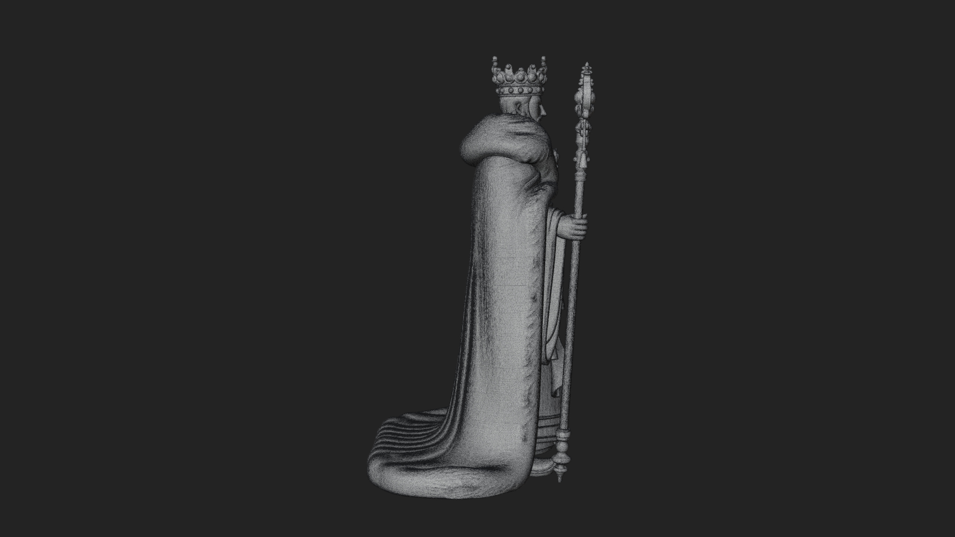 Crowned Bearded King Statue Design 17 3D Print Model 3D Model