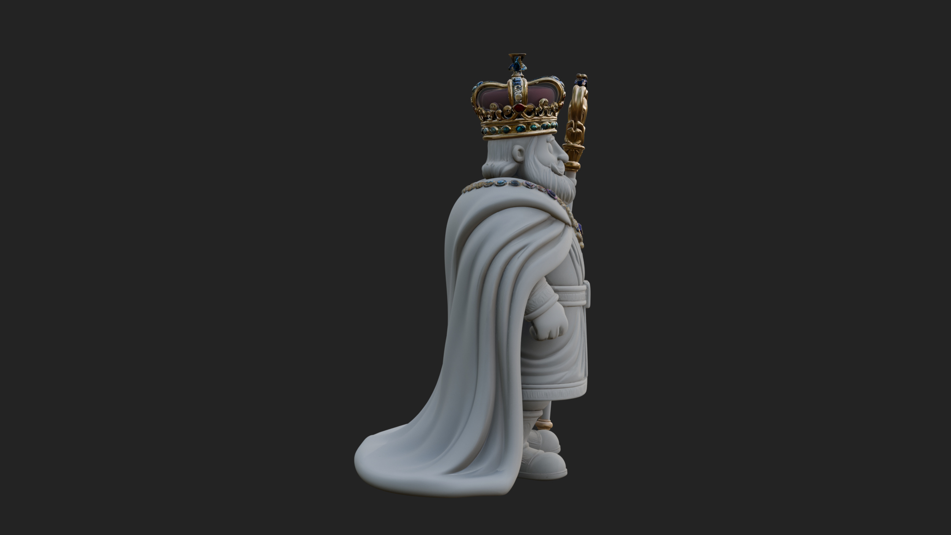 Crowned Bearded King Statue Design 18 3D Print Model 3D Model