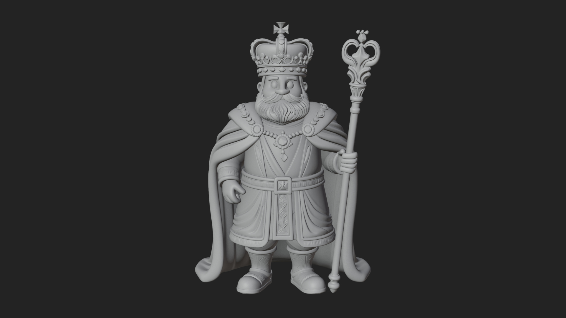 Crowned Bearded King Statue Design 18 3D Print Model 3D Model