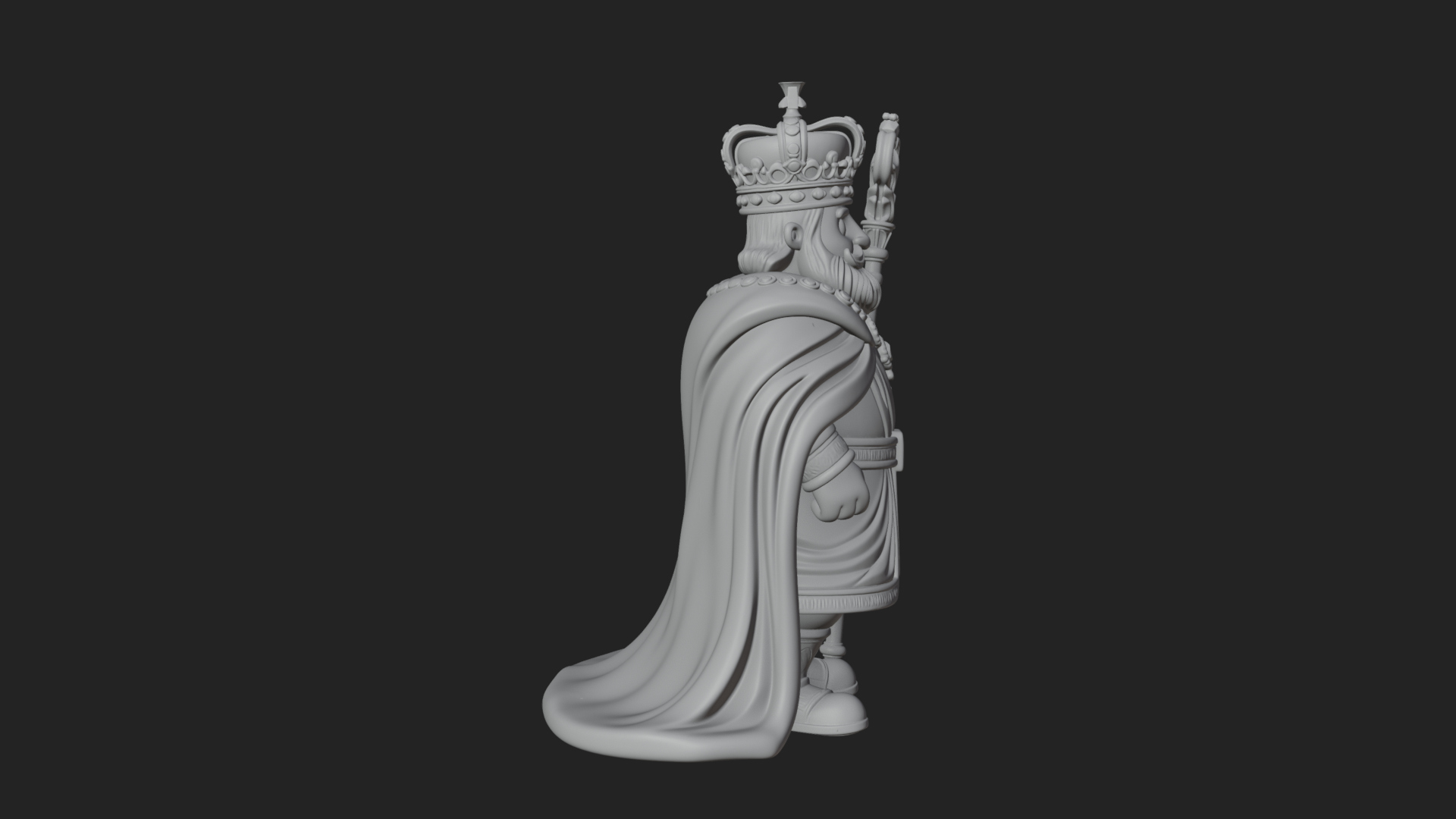 Crowned Bearded King Statue Design 18 3D Print Model 3D Model