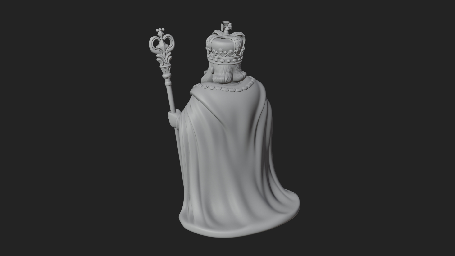 Crowned Bearded King Statue Design 18 3D Print Model 3D Model