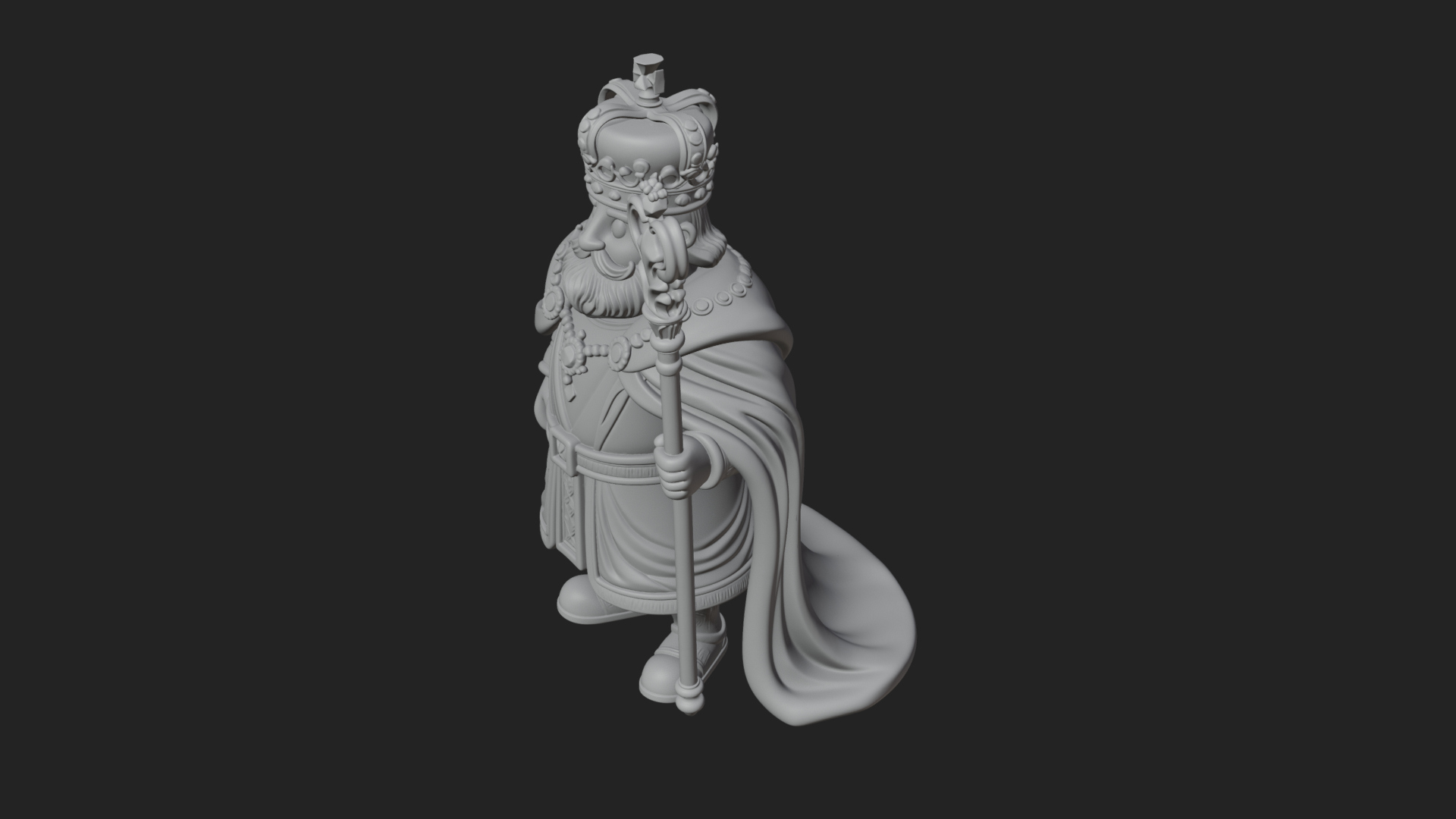 Crowned Bearded King Statue Design 18 3D Print Model 3D Model
