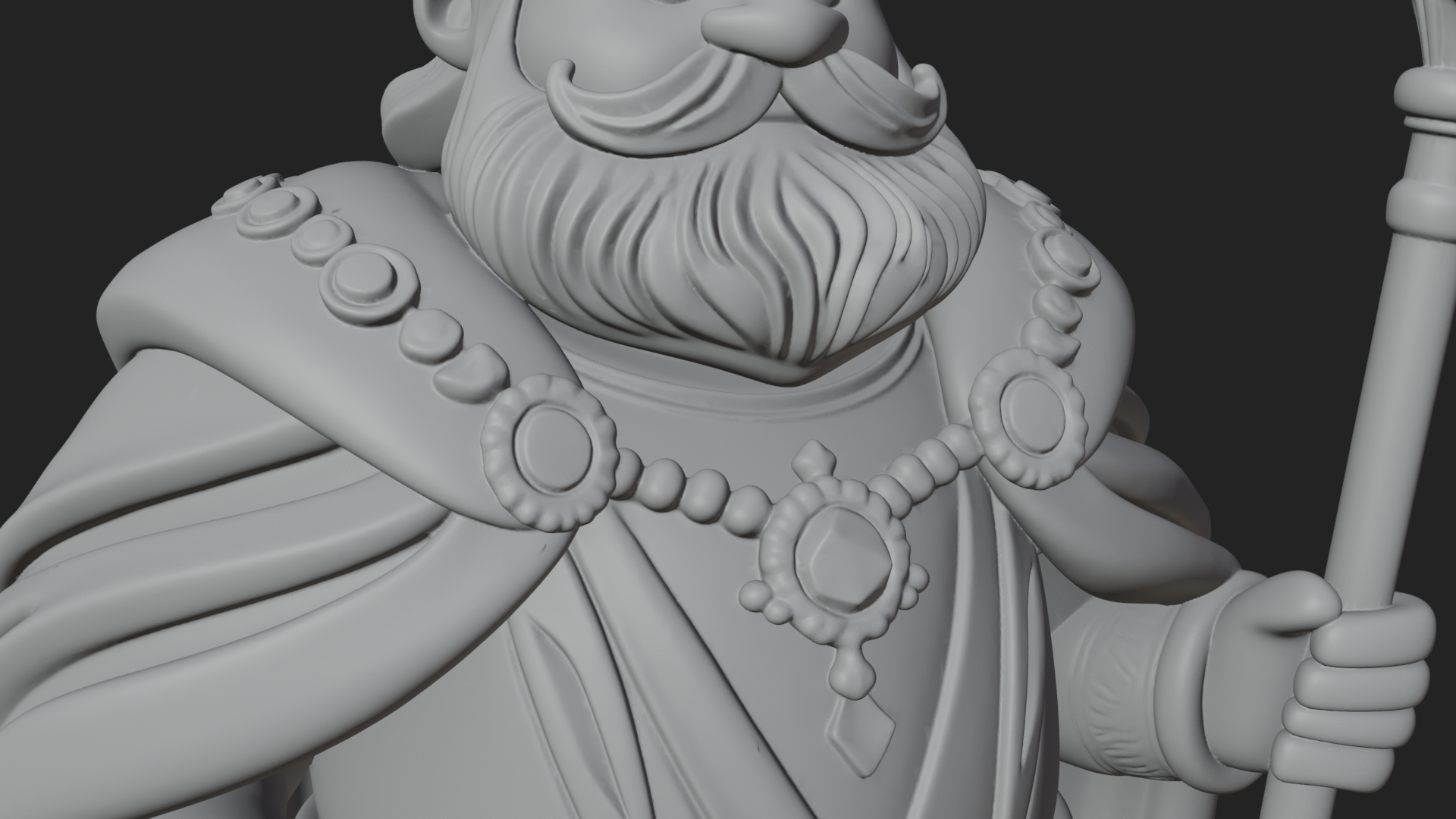 Crowned Bearded King Statue Design 18 3D Print Model 3D Model