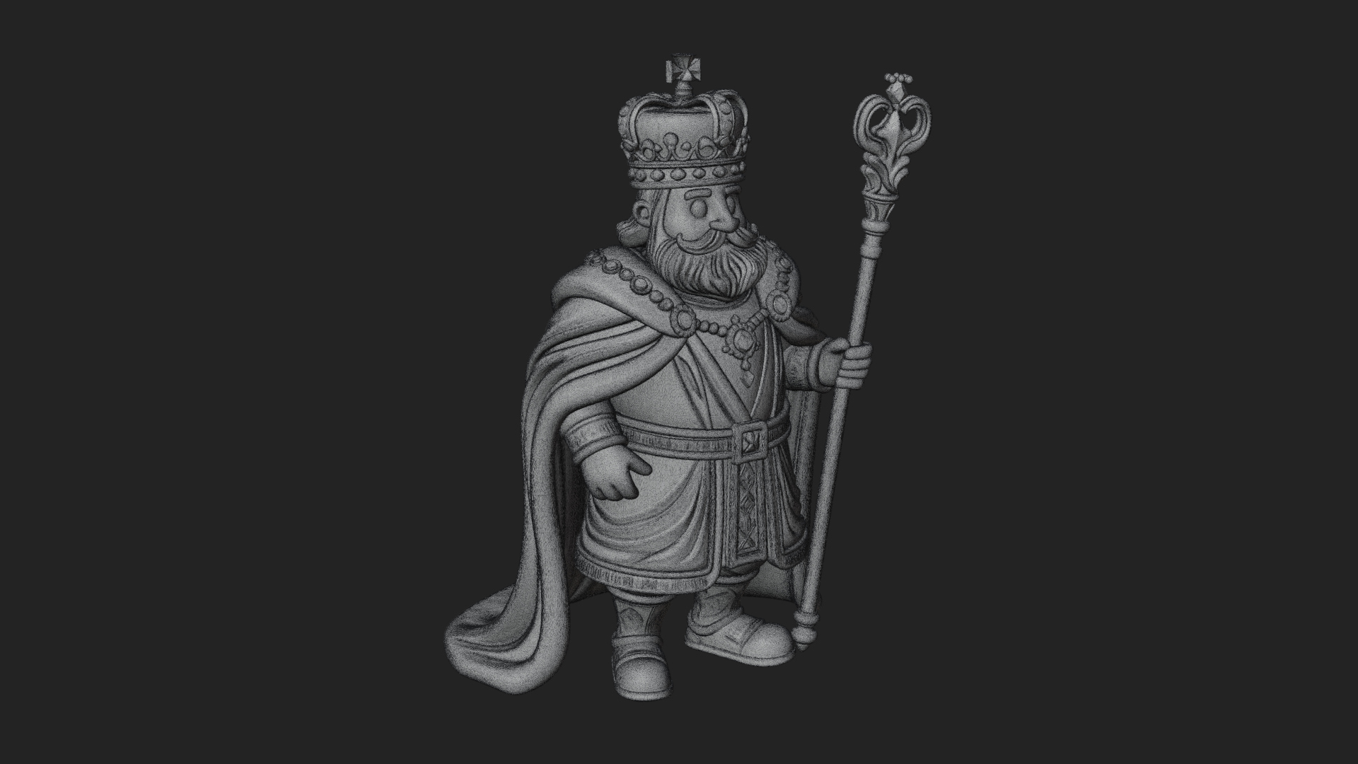 Crowned Bearded King Statue Design 18 3D Print Model 3D Model