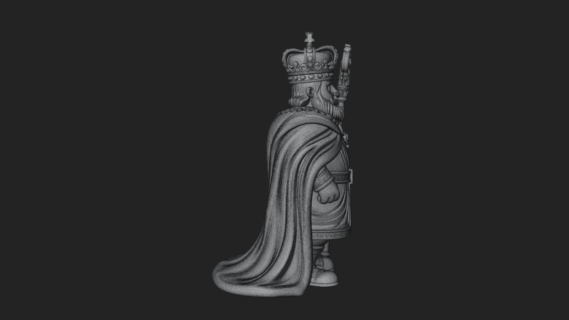 Crowned Bearded King Statue Design 18 3D Print Model 3D Model