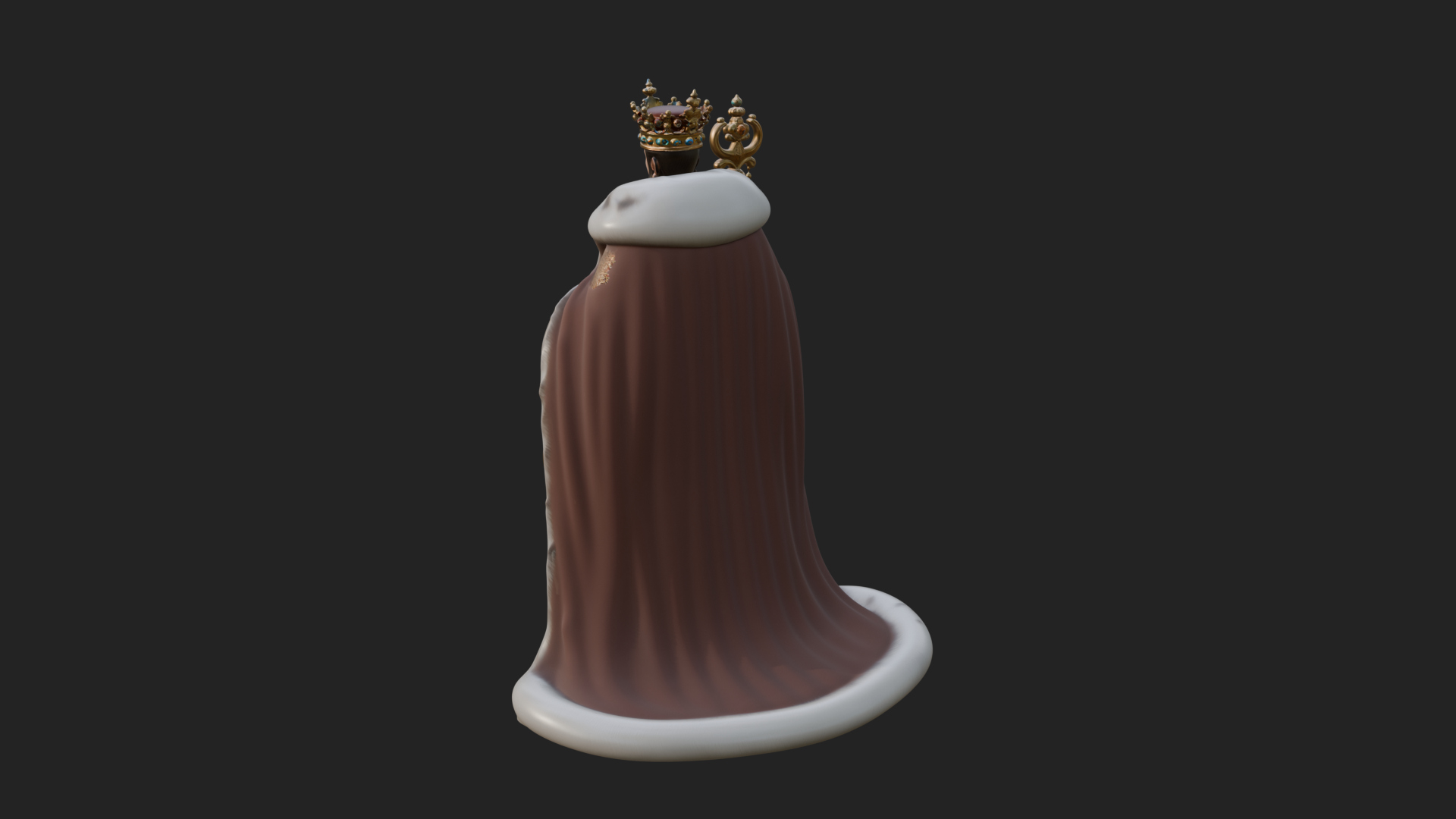 Crowned Bearded King Statue Design 19 3D Print Model 3D Model