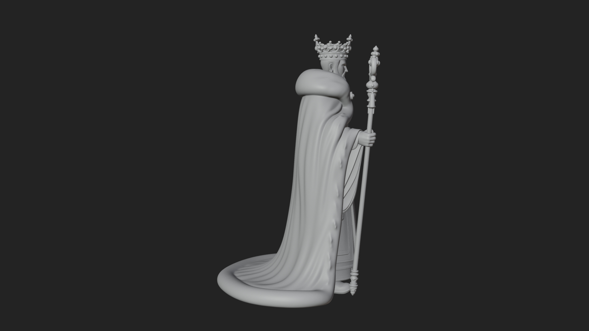 Crowned Bearded King Statue Design 19 3D Print Model 3D Model
