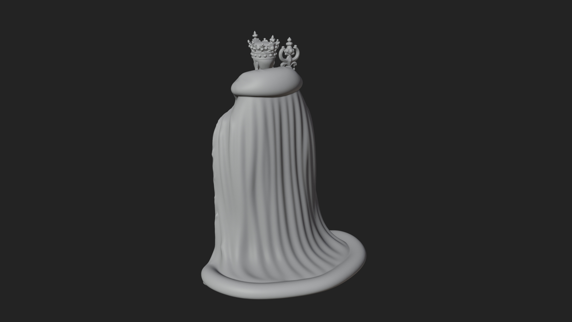 Crowned Bearded King Statue Design 19 3D Print Model 3D Model