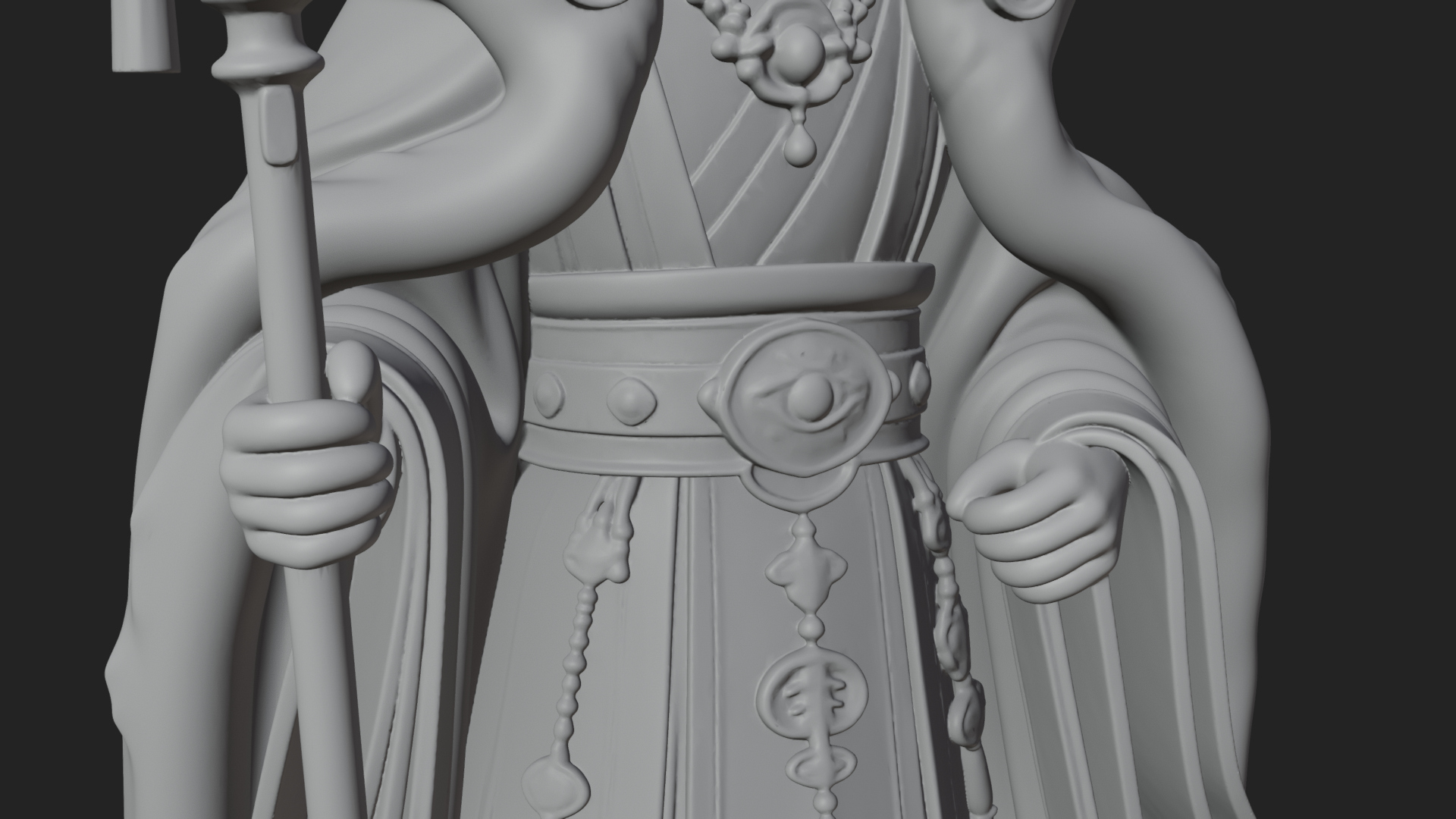 Crowned Bearded King Statue Design 19 3D Print Model 3D Model