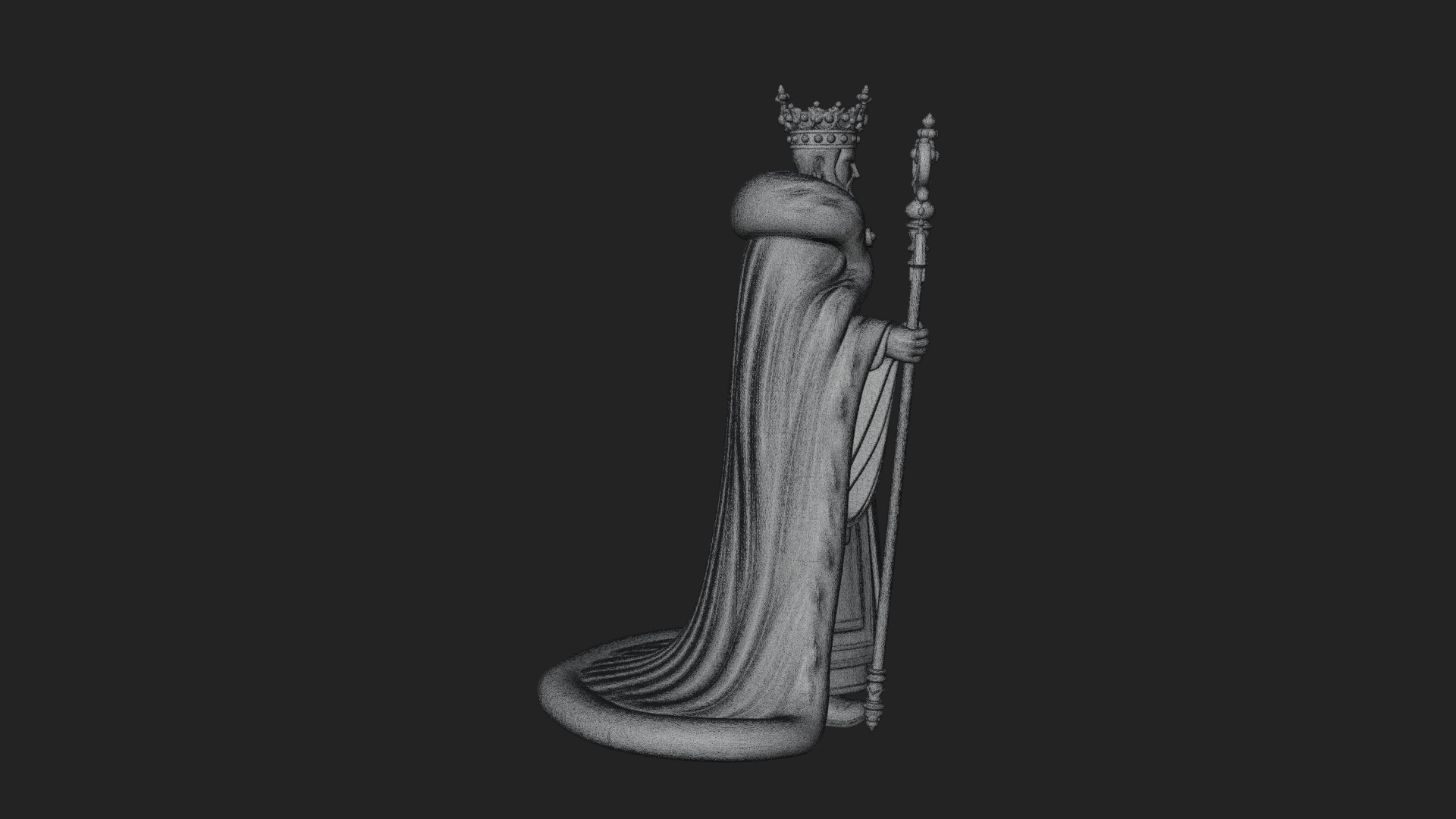 Crowned Bearded King Statue Design 19 3D Print Model 3D Model