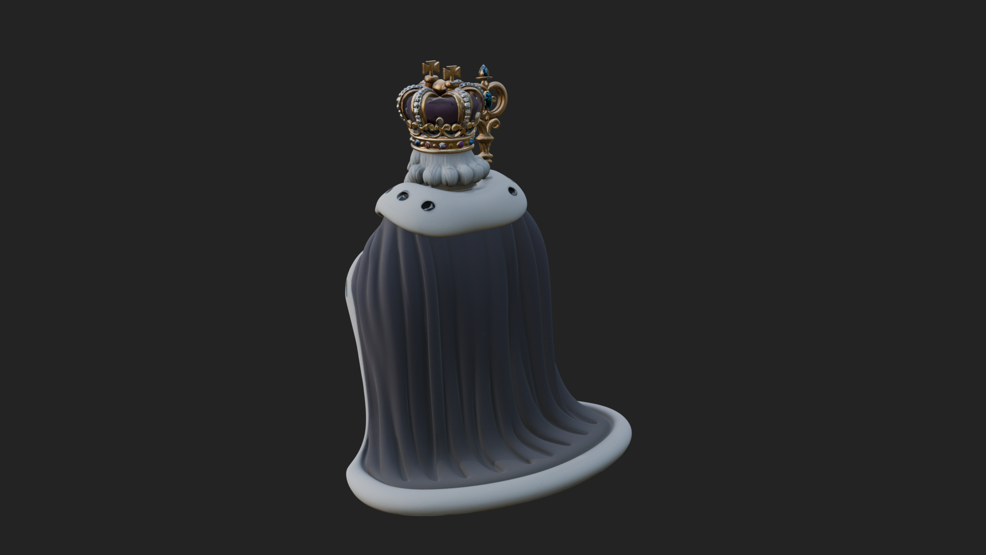Crowned Bearded King Statue Design 20 3D Print Model 3D Model
