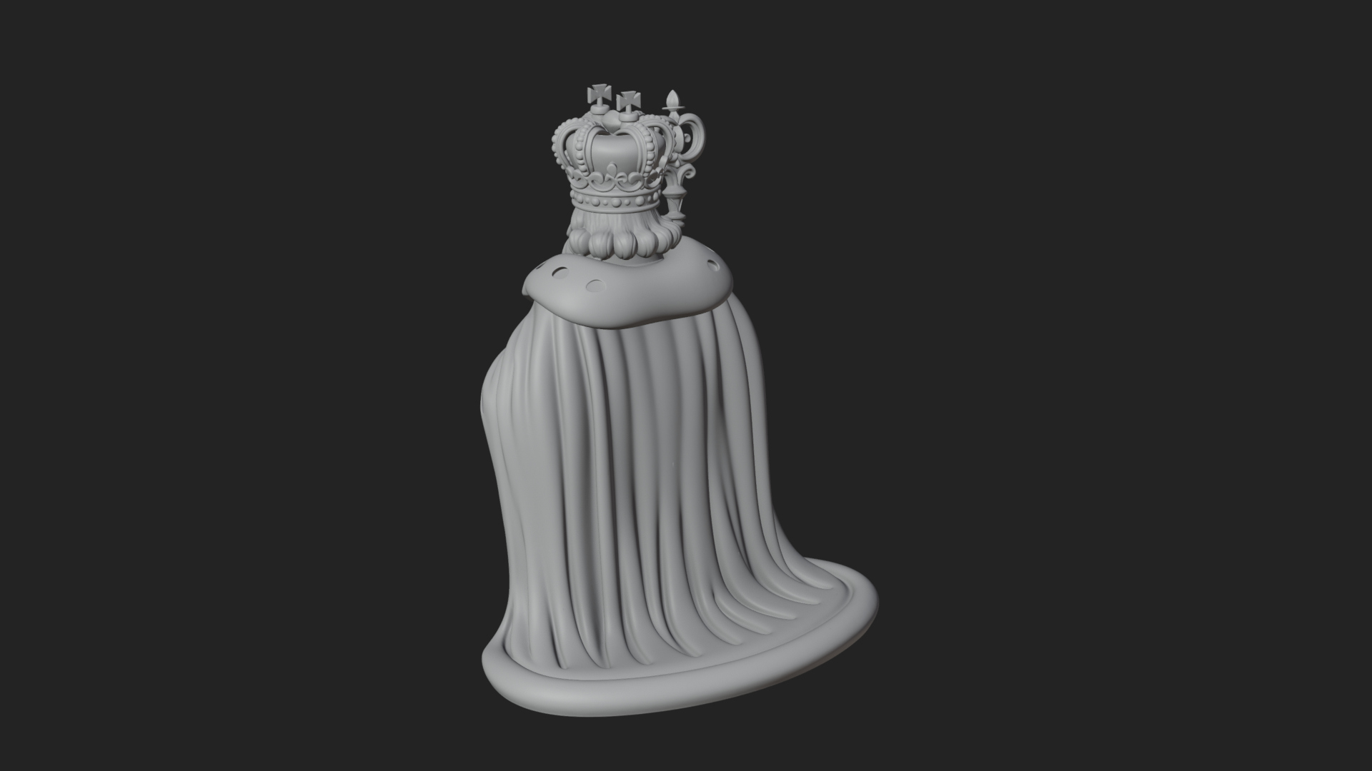 Crowned Bearded King Statue Design 20 3D Print Model 3D Model
