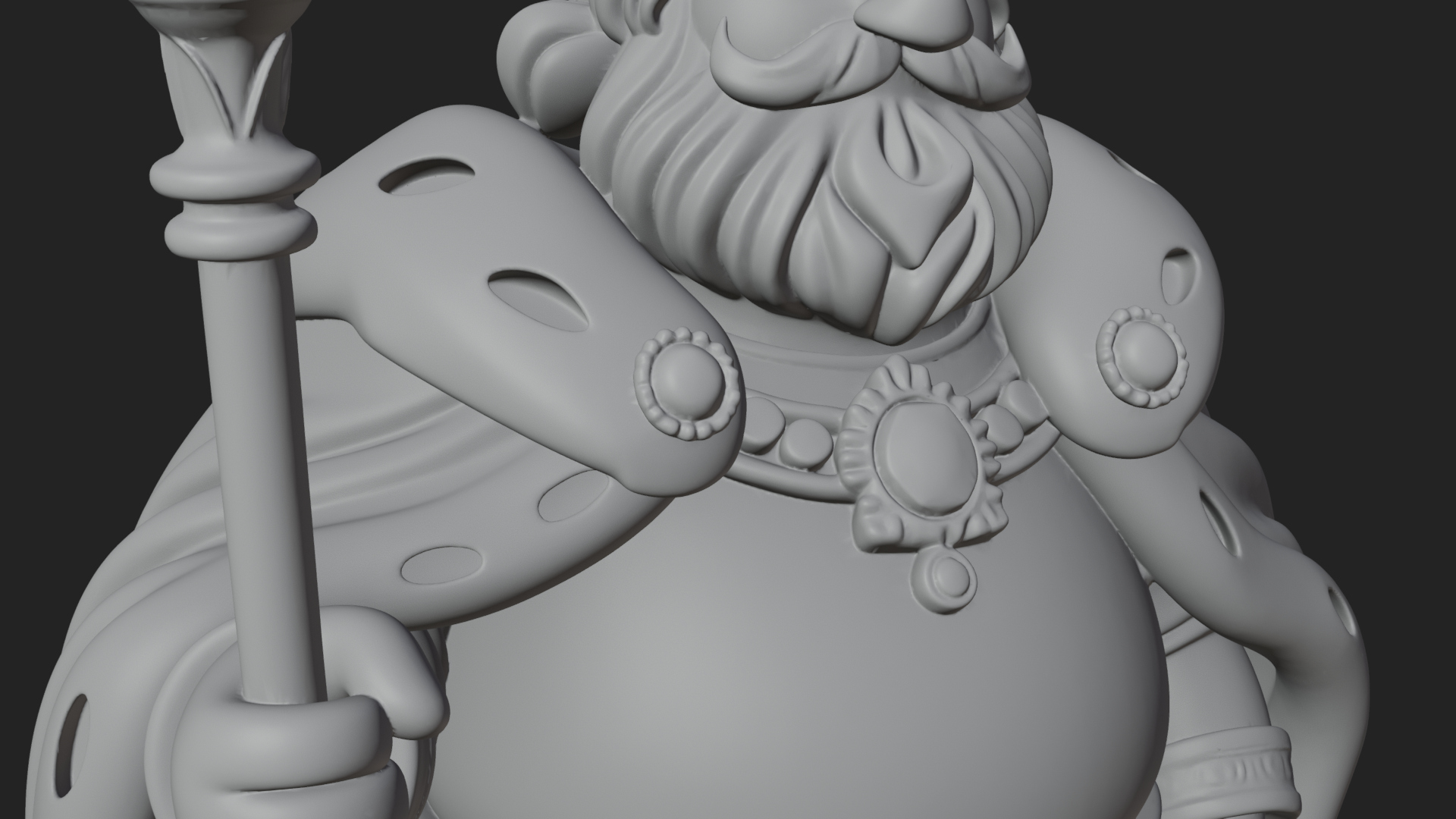 Crowned Bearded King Statue Design 20 3D Print Model 3D Model