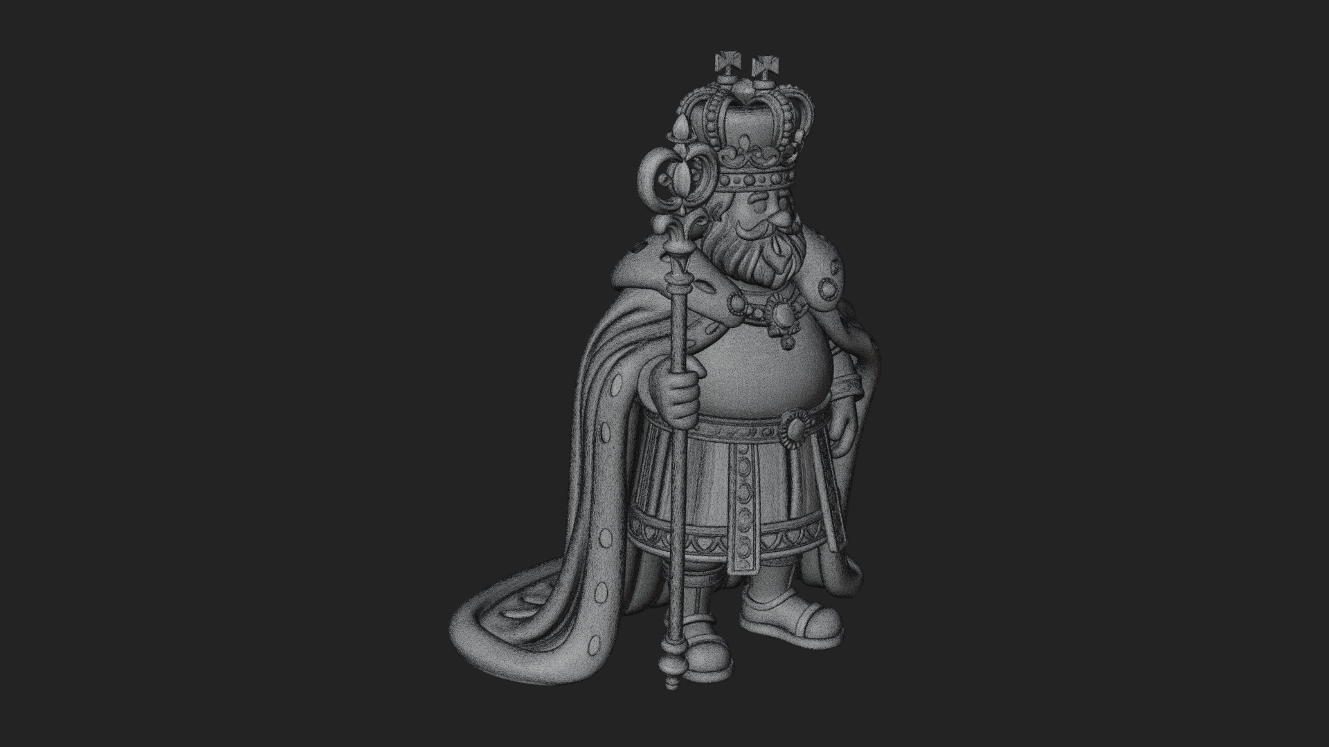 Crowned Bearded King Statue Design 20 3D Print Model 3D Model