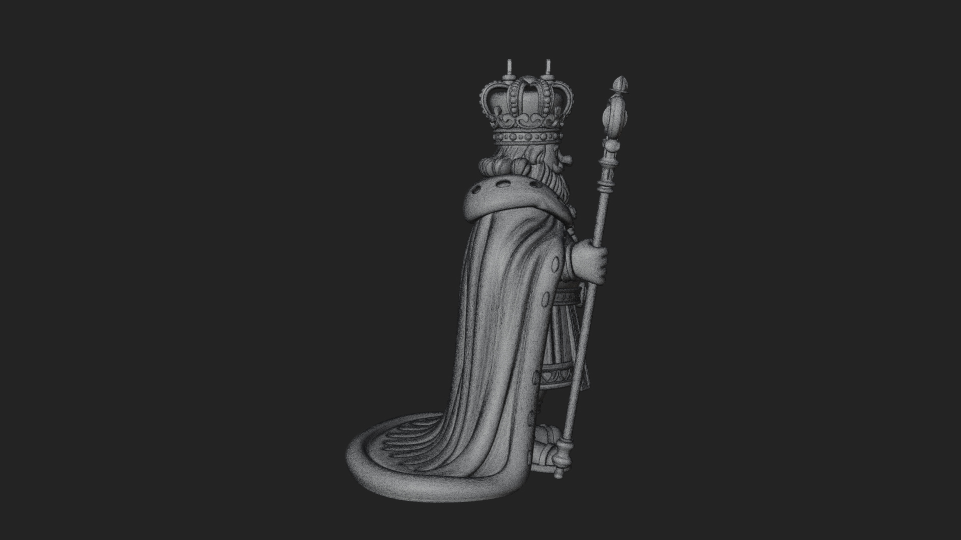 Crowned Bearded King Statue Design 20 3D Print Model 3D Model