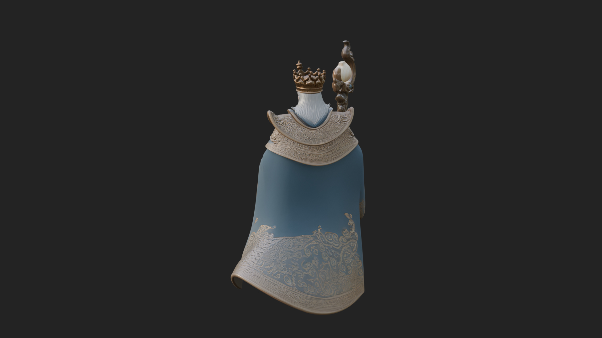 Crowned Bearded King Statue Design 21 3D Print Model 3D Model