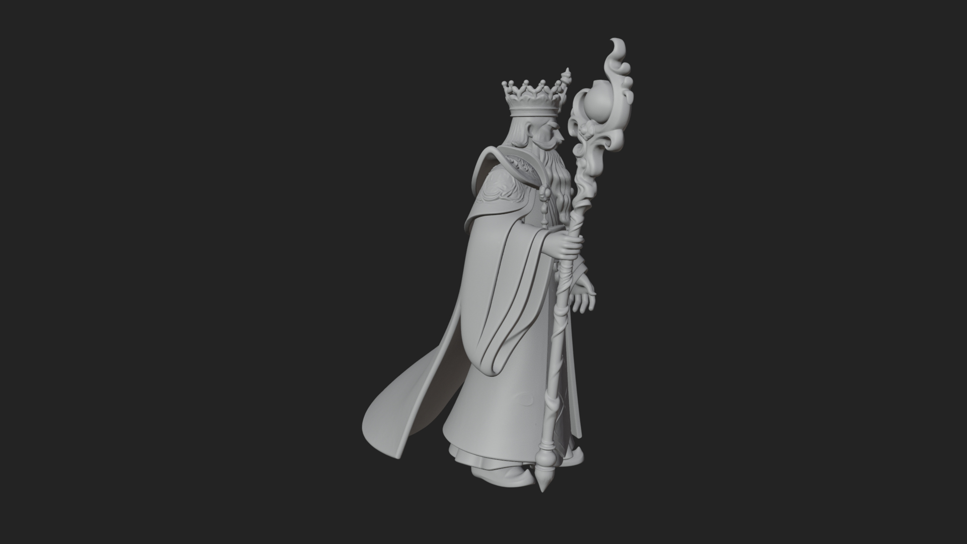Crowned Bearded King Statue Design 21 3D Print Model 3D Model
