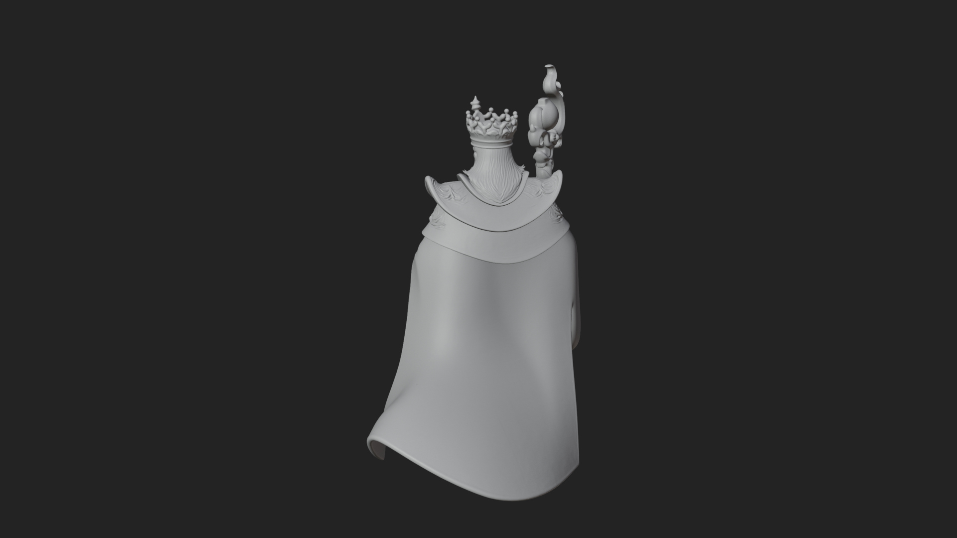 Crowned Bearded King Statue Design 21 3D Print Model 3D Model