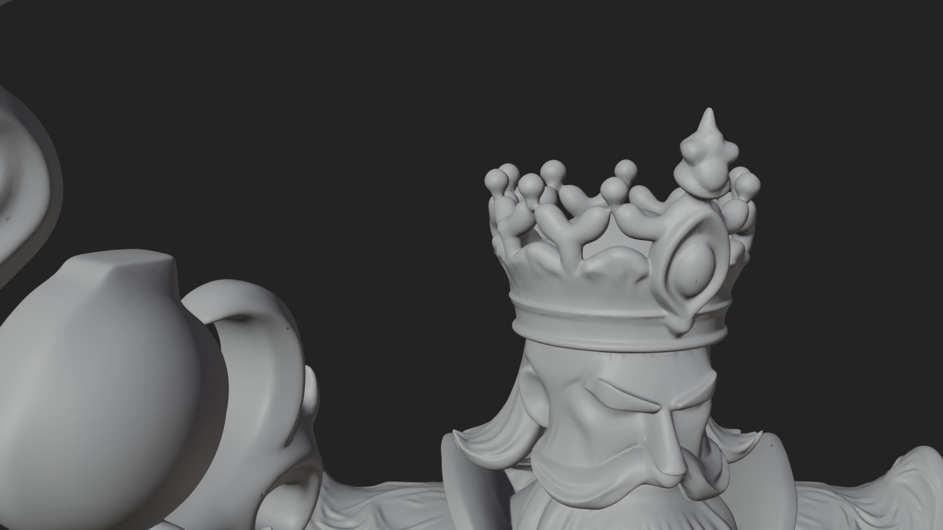 Crowned Bearded King Statue Design 21 3D Print Model 3D Model