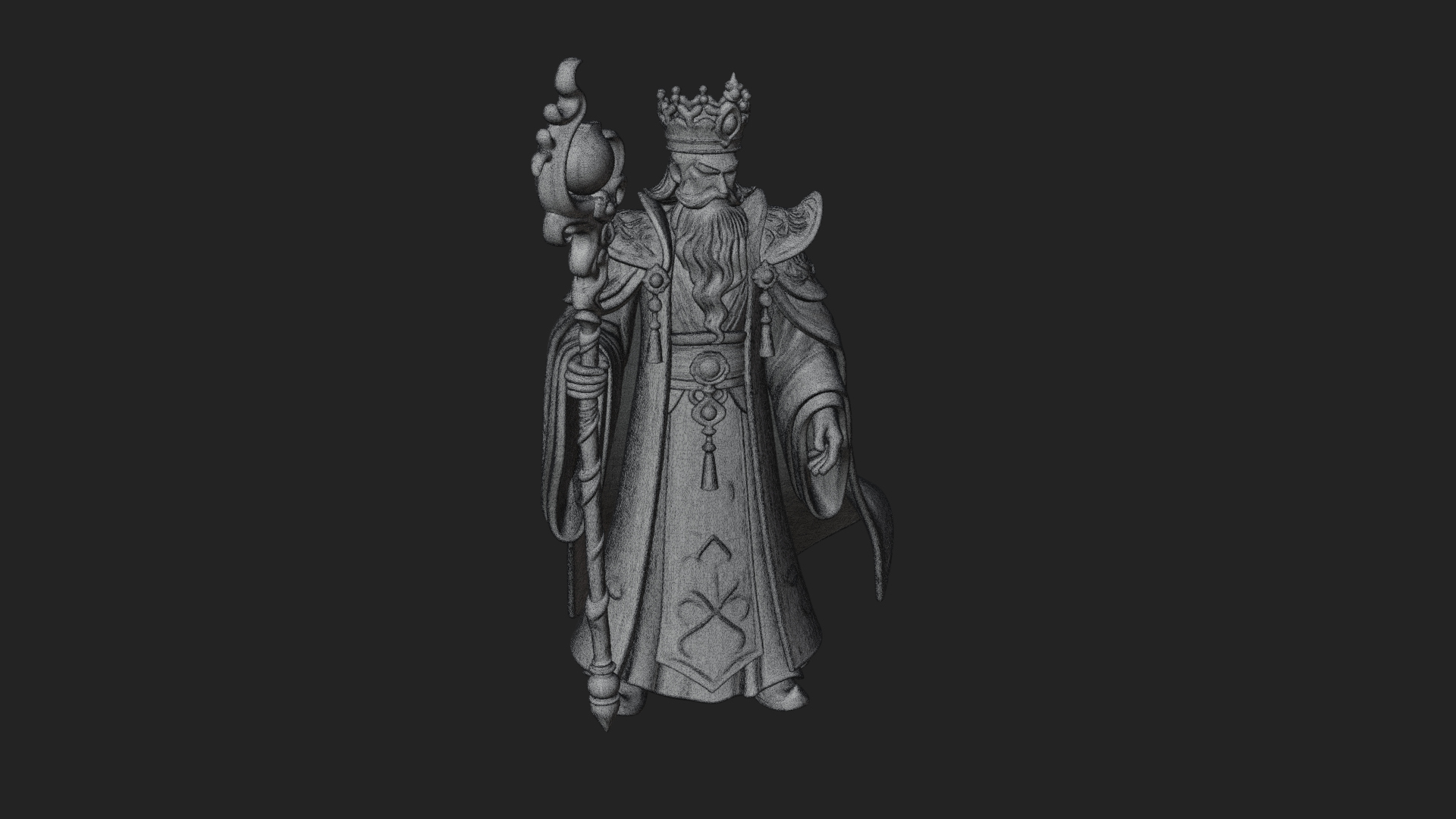 Crowned Bearded King Statue Design 21 3D Print Model 3D Model