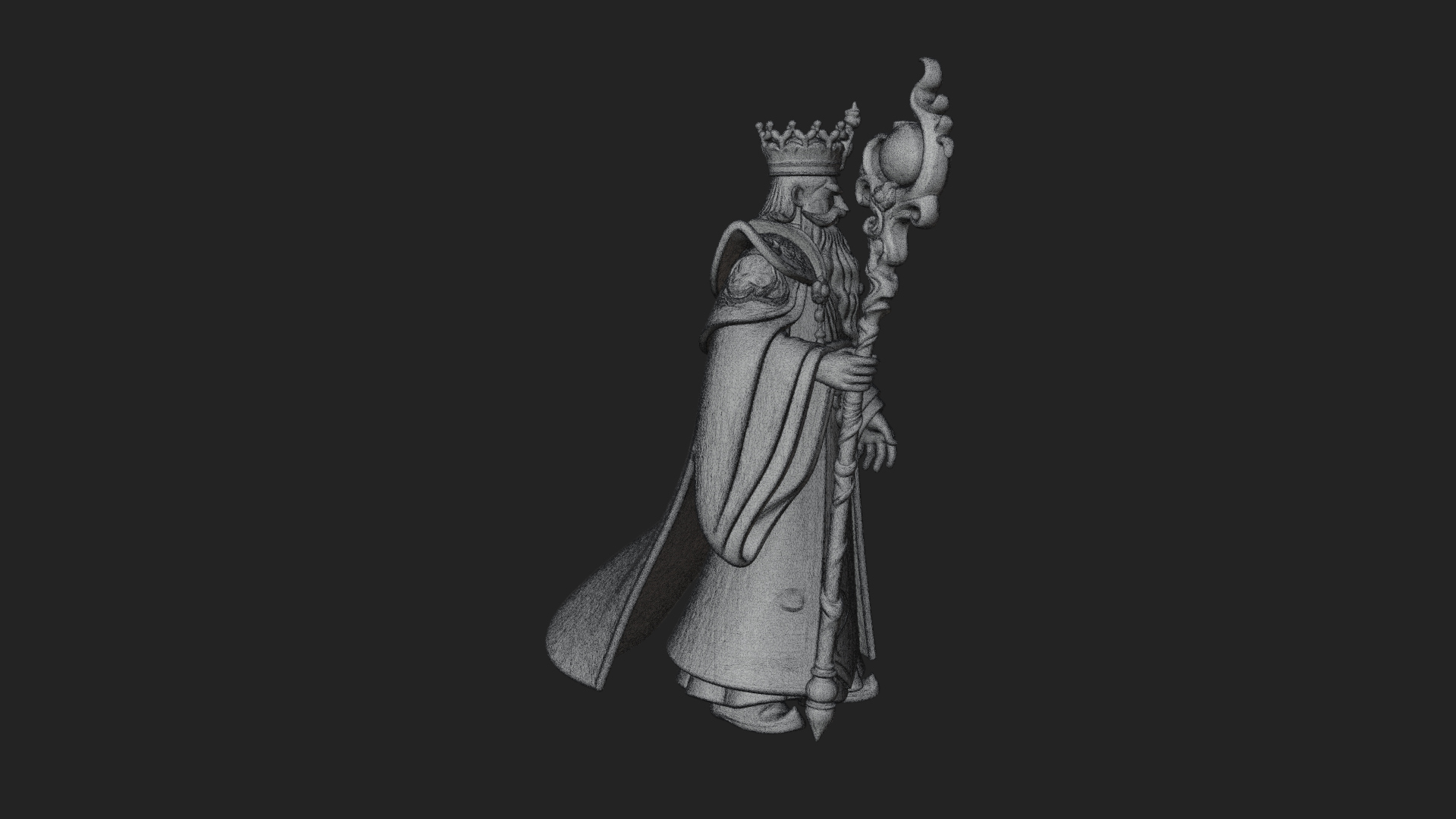 Crowned Bearded King Statue Design 21 3D Print Model 3D Model