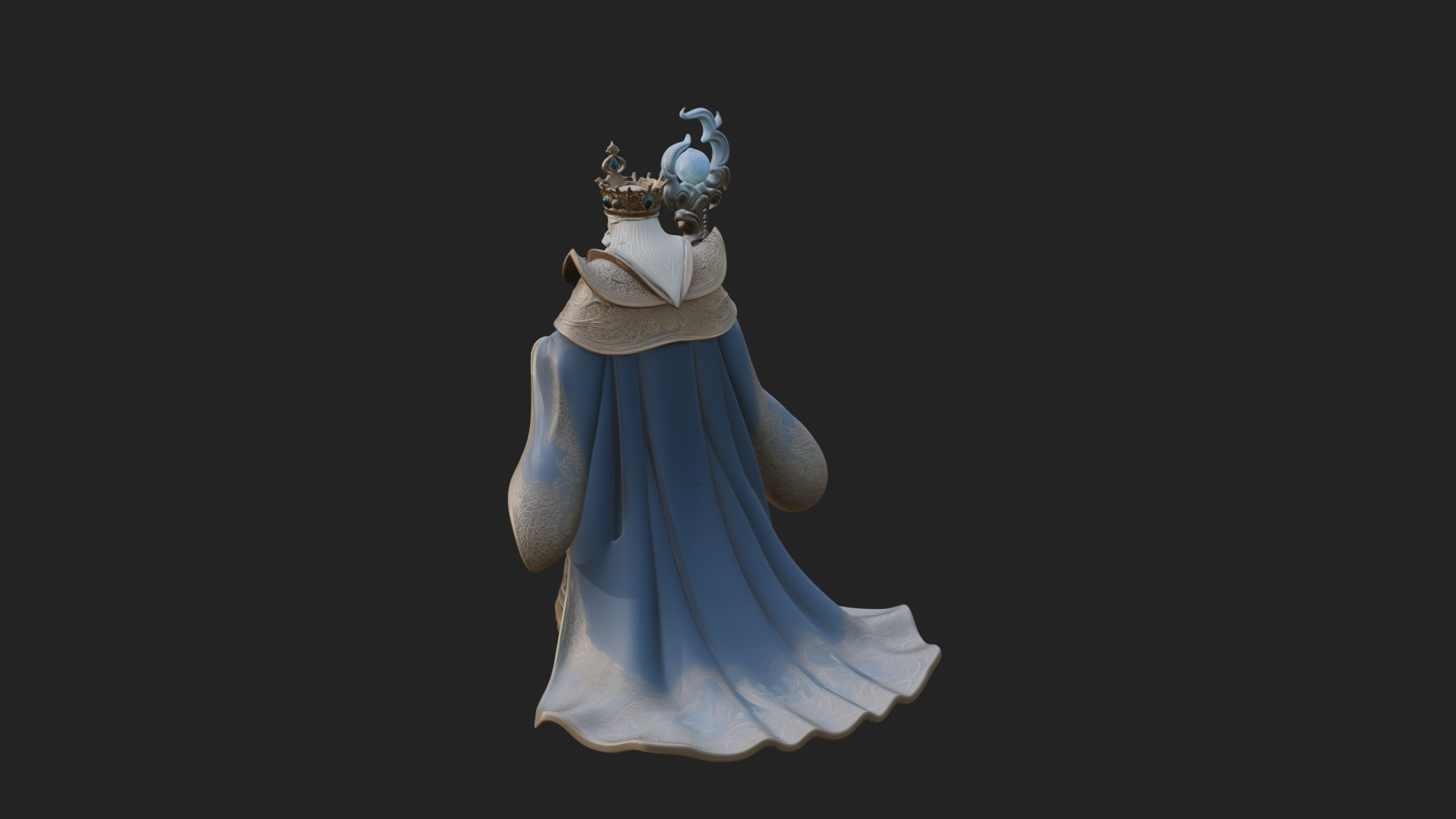 Crowned Bearded King Statue Design 22 3d Print Model 3D Model