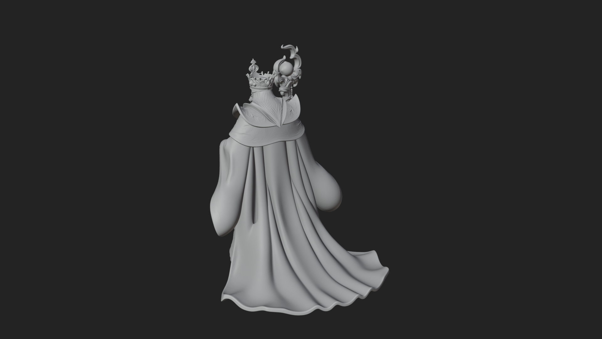 Crowned Bearded King Statue Design 22 3d Print Model 3D Model