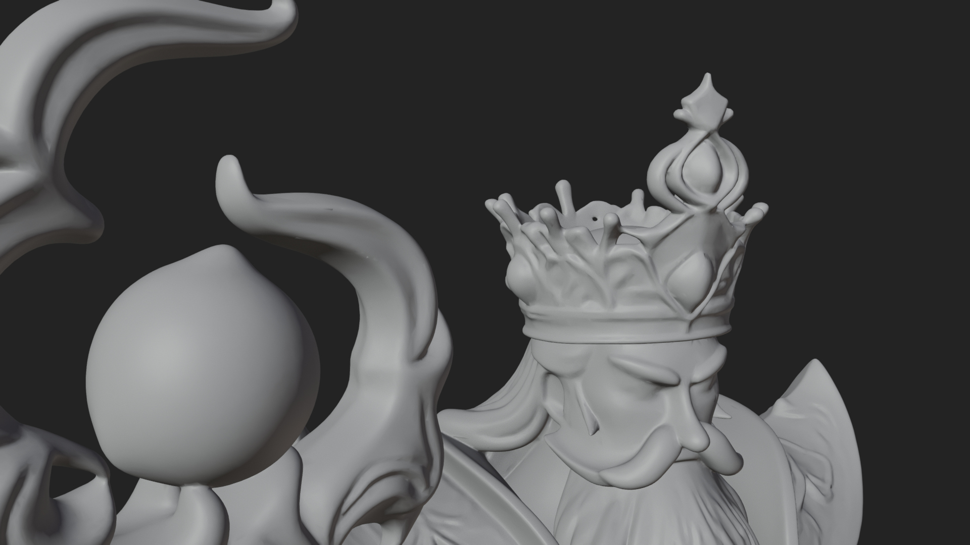 Crowned Bearded King Statue Design 22 3d Print Model 3D Model