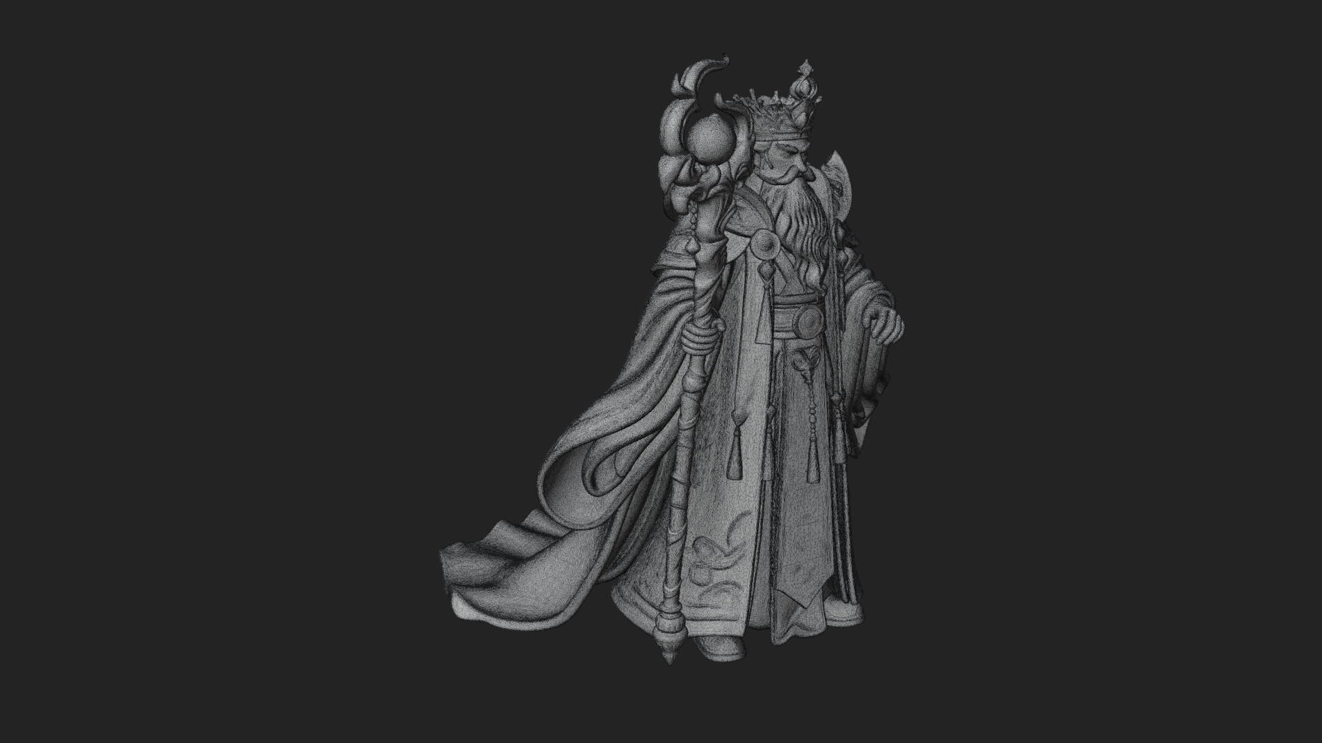 Crowned Bearded King Statue Design 22 3d Print Model 3D Model
