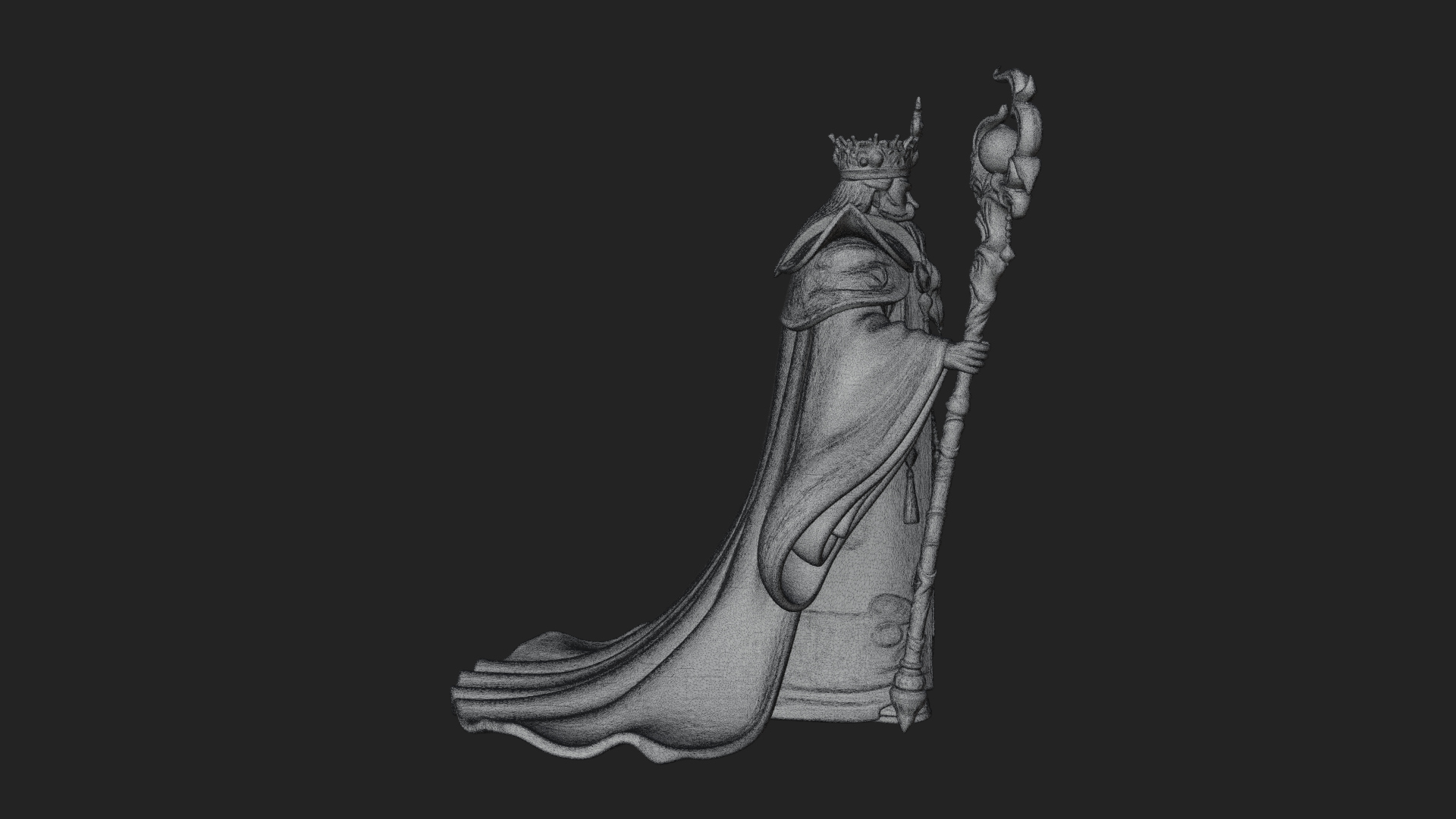 Crowned Bearded King Statue Design 22 3d Print Model 3D Model