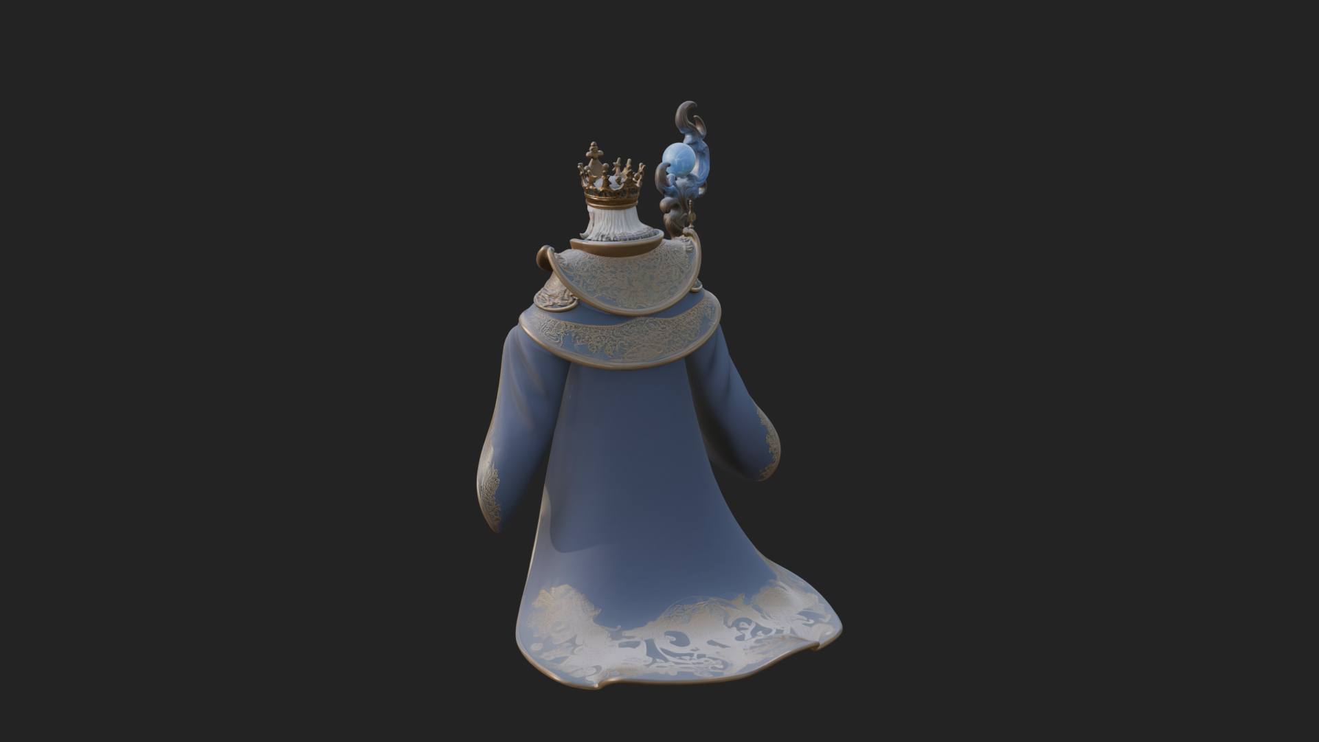 Crowned Bearded King Statue Design 23 3D Print Model 3D Model
