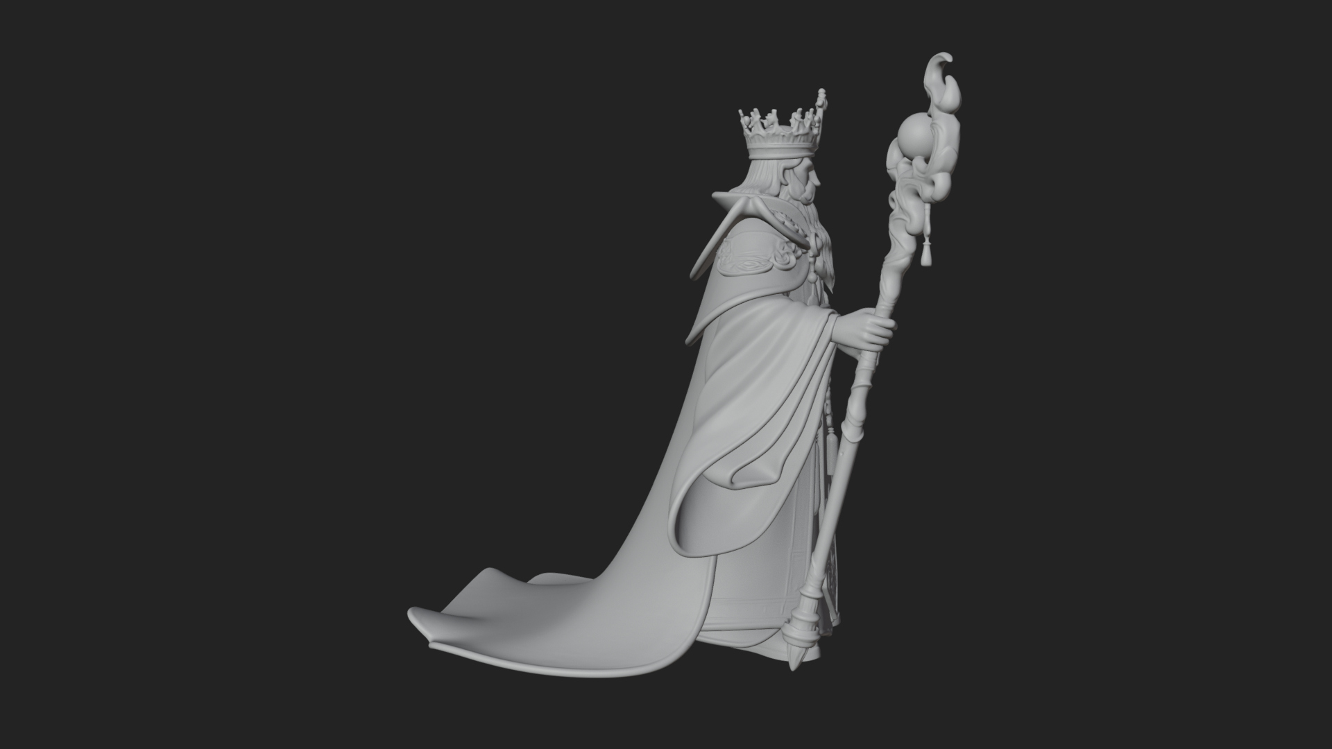 Crowned Bearded King Statue Design 23 3D Print Model 3D Model