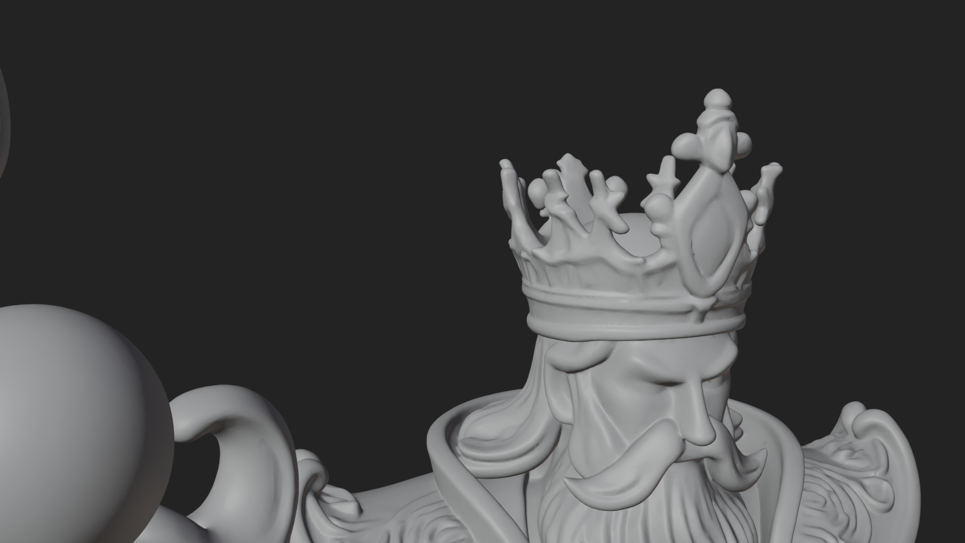 Crowned Bearded King Statue Design 23 3D Print Model 3D Model
