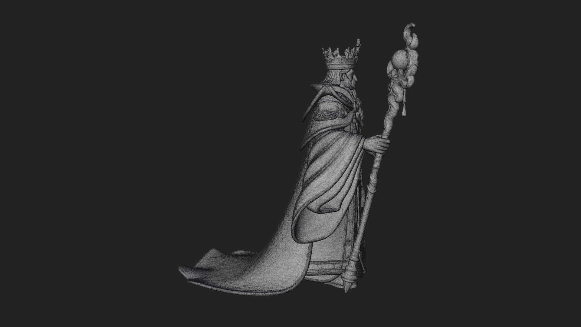 Crowned Bearded King Statue Design 23 3D Print Model 3D Model
