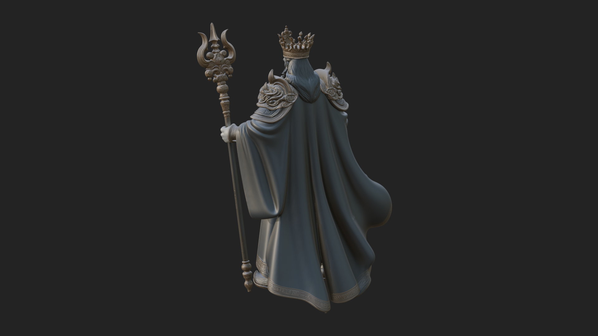 Crowned Bearded King Statue Design 24 3D Print Model 3D Model