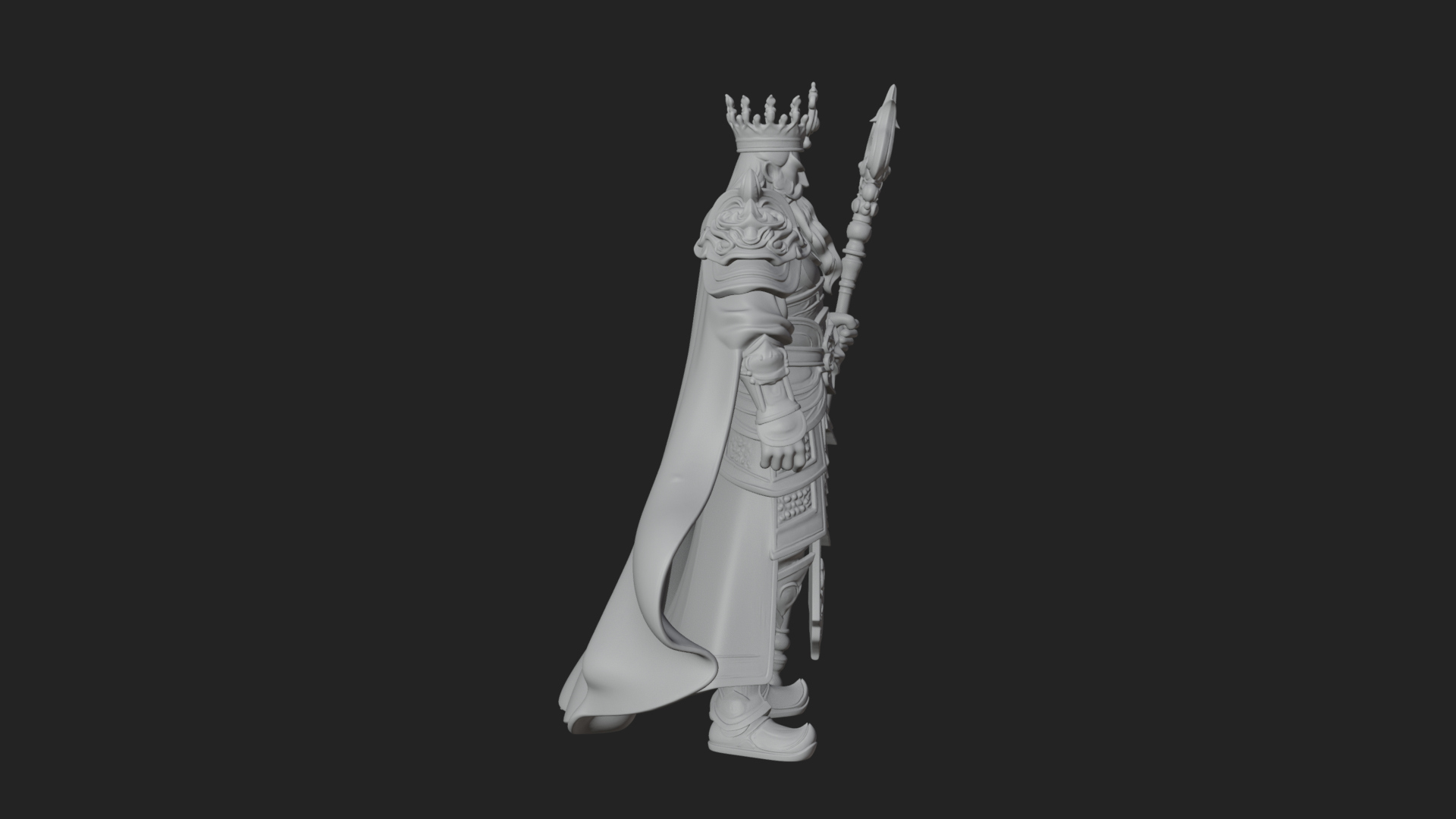 Crowned Bearded King Statue Design 24 3D Print Model 3D Model