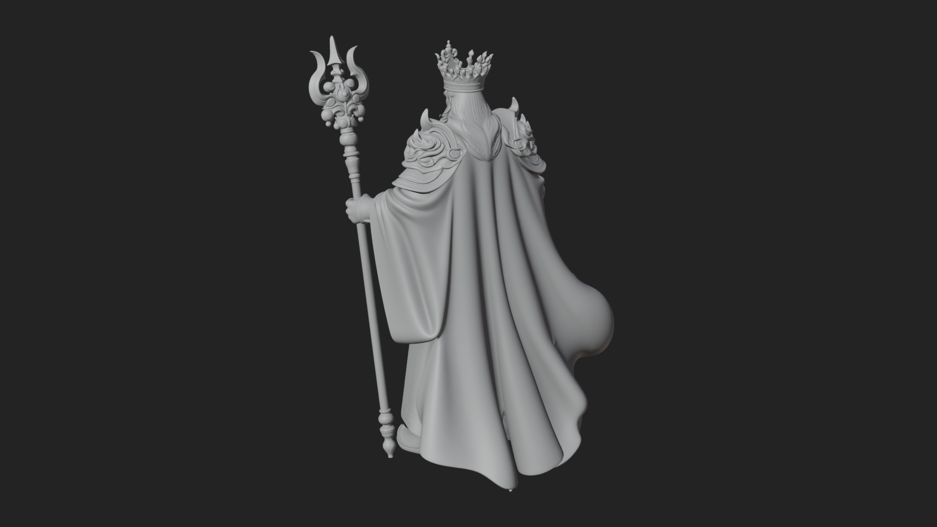 Crowned Bearded King Statue Design 24 3D Print Model 3D Model