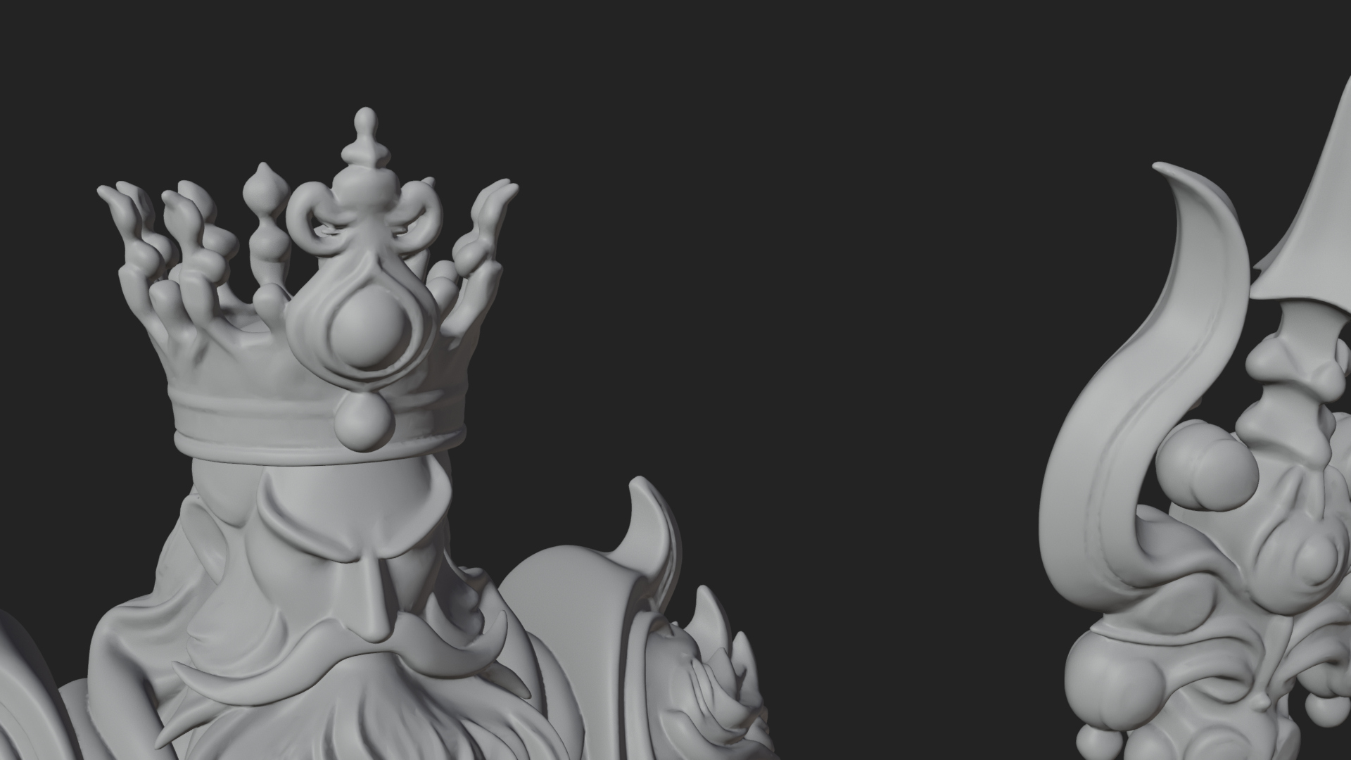 Crowned Bearded King Statue Design 24 3D Print Model 3D Model