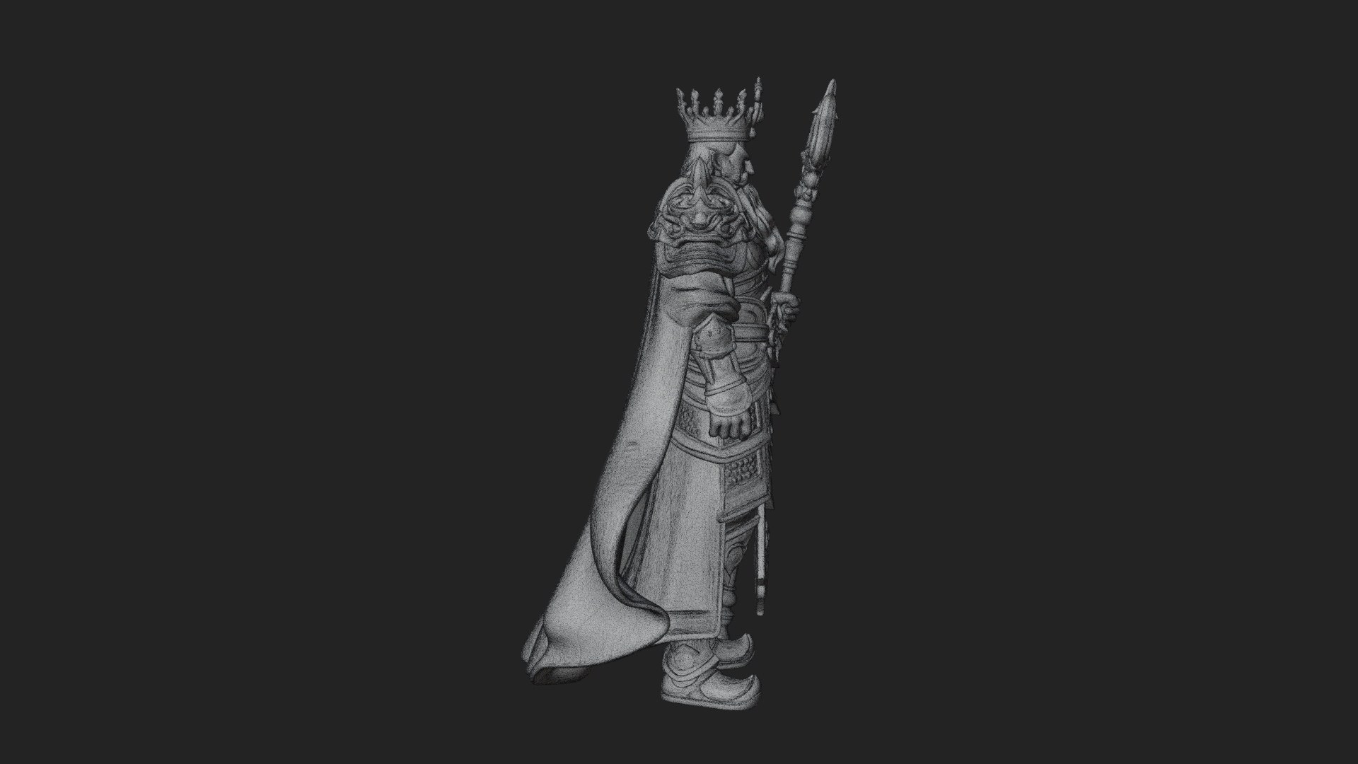 Crowned Bearded King Statue Design 24 3D Print Model 3D Model