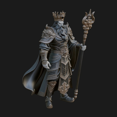 Crowned Bearded King Statue Design 24 3D Print Model